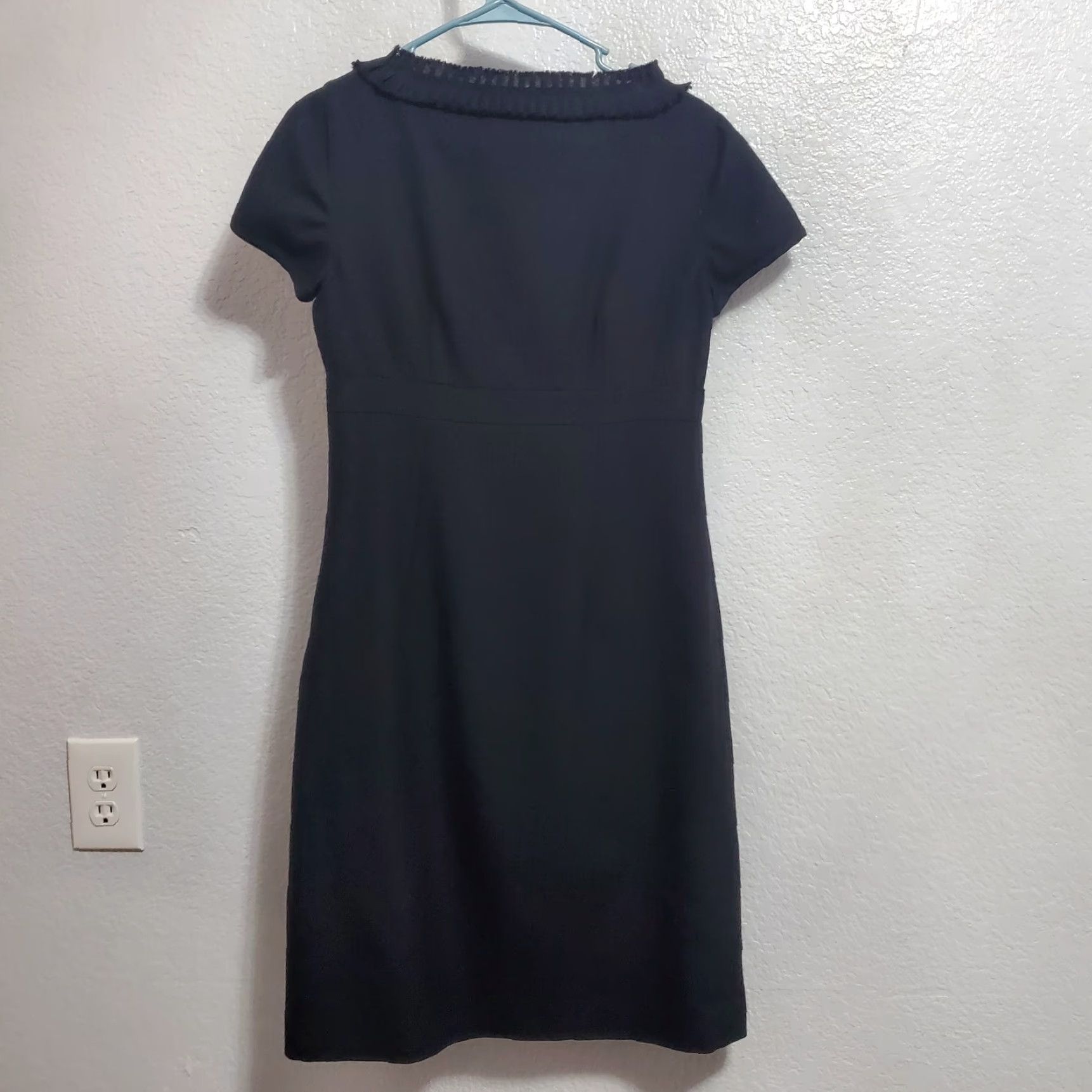 Boden VINTAGE Boden Dress Women 6R Black Short Sleeve 100% Wool Side Zip Lined Office Career Size 28" / US 6 / IT 42 - 2 Thumbnail