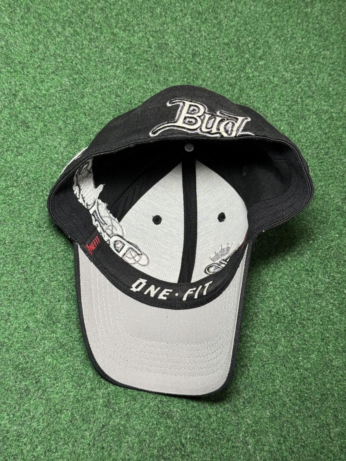 Budweiser Y2K Budweiser Bud Black Grunge Punk S/M Stretch Fit Cap Hat Size ONE SIZE - 5 Thumbnail
