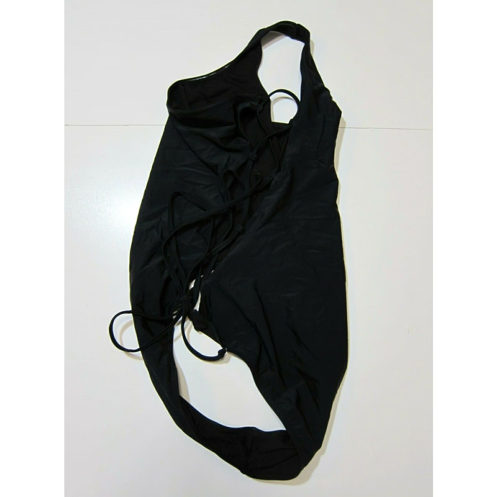 Nasty Gal Nasty Gal Black Crisscross Tie Cut Out One Shoulder One Piece Swimsuit Women 10 Size ONE SIZE - 6 Thumbnail