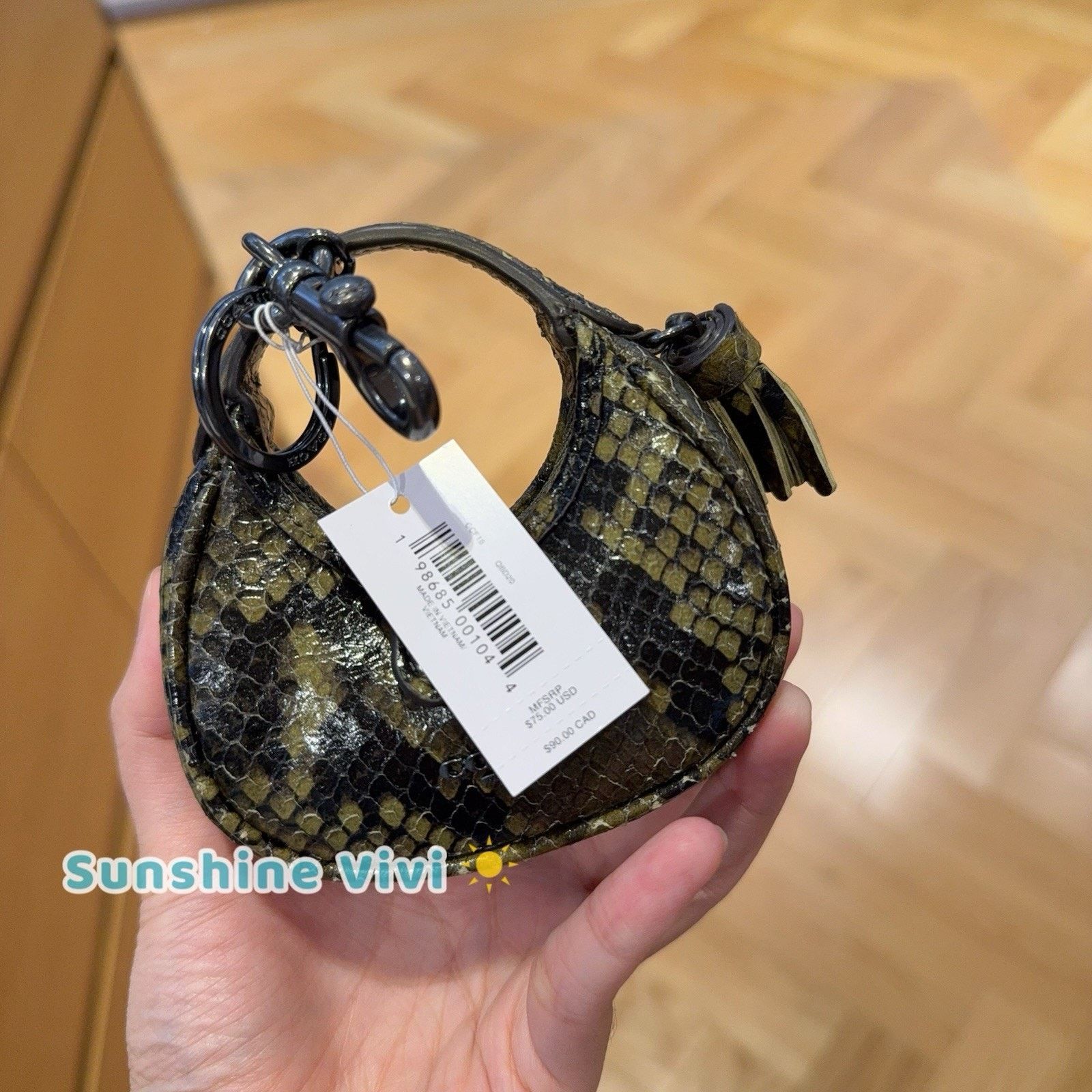 Coach NWT Coach Carmen Bag Charm Snake Gunmetal/Olive CCF18 Size ONE SIZE - 6 Thumbnail