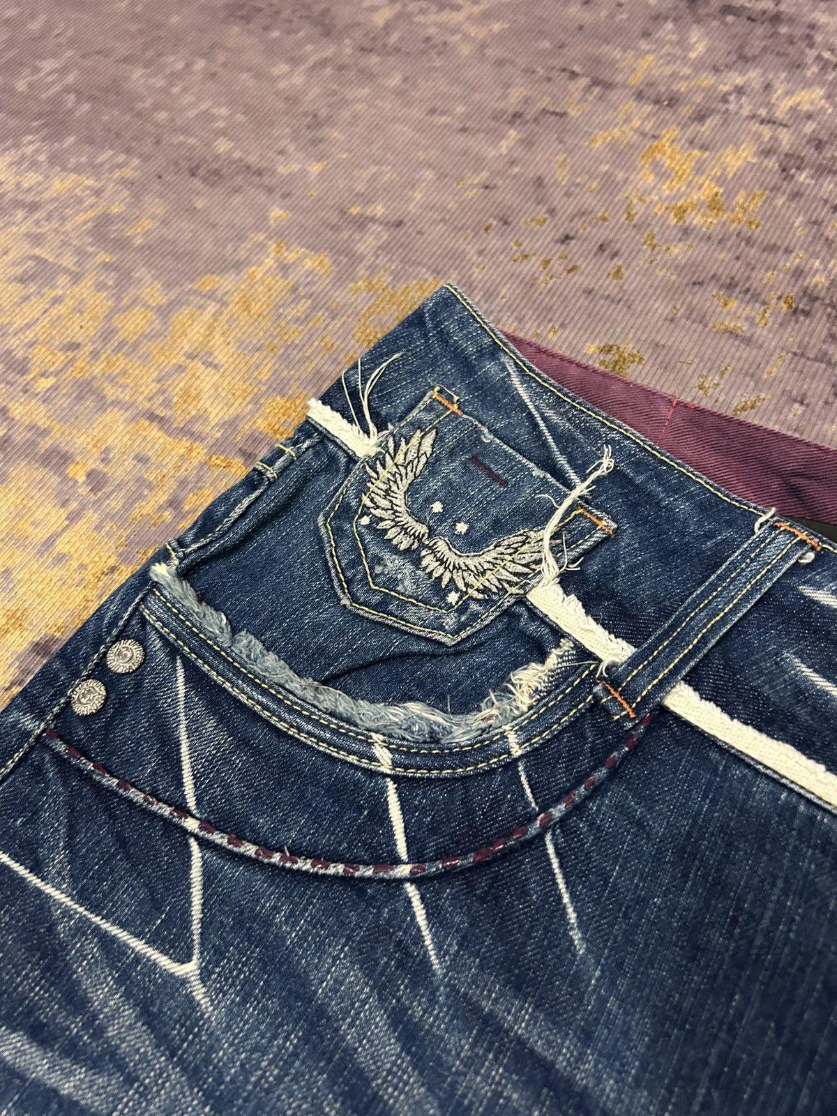 Tornado Mart Red Pepper Wing Back Embroidered Whiskered Jeans Size US 34 / EU 50 - 10 Thumbnail