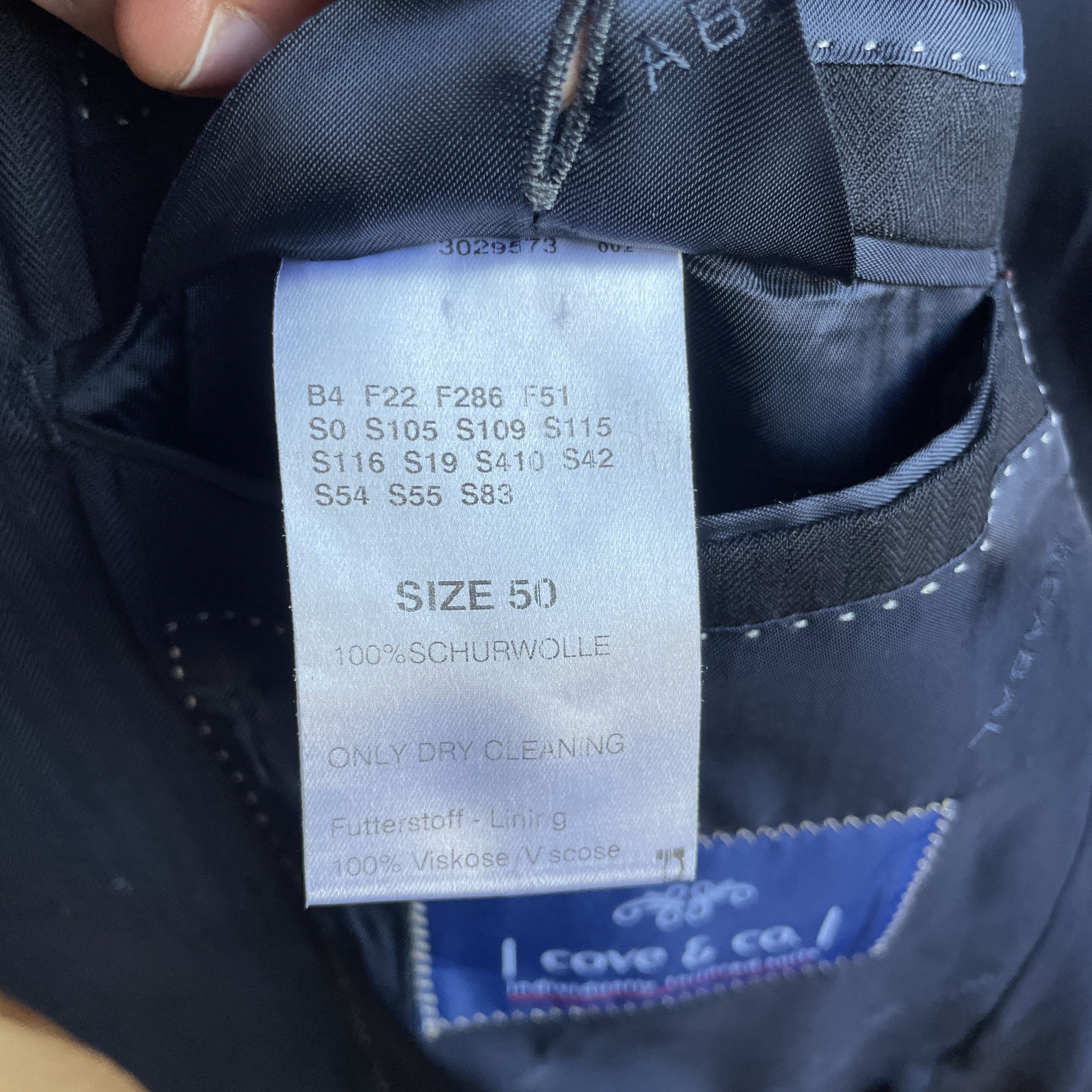 SCABAL Scabal Herringbone Wool 3 Button Wool Navy Suit Size EUR 50 Size 40R - 20 Thumbnail