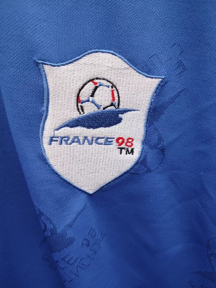 Vintage FRANCE 98 OFFICIAL LICENCED BLUE FOOTBALL SHIRT COUPE DU Size US XL / EU 56 / 4 - 3 Thumbnail