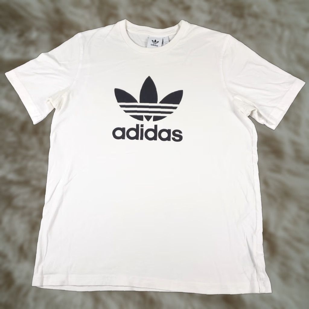 Adidas Adidas T-Shirt Mens Large White Logo Casual Short Sleeve Regular Fit Sports Size US L / EU 52-54 / 3 - 1 Thumbnail