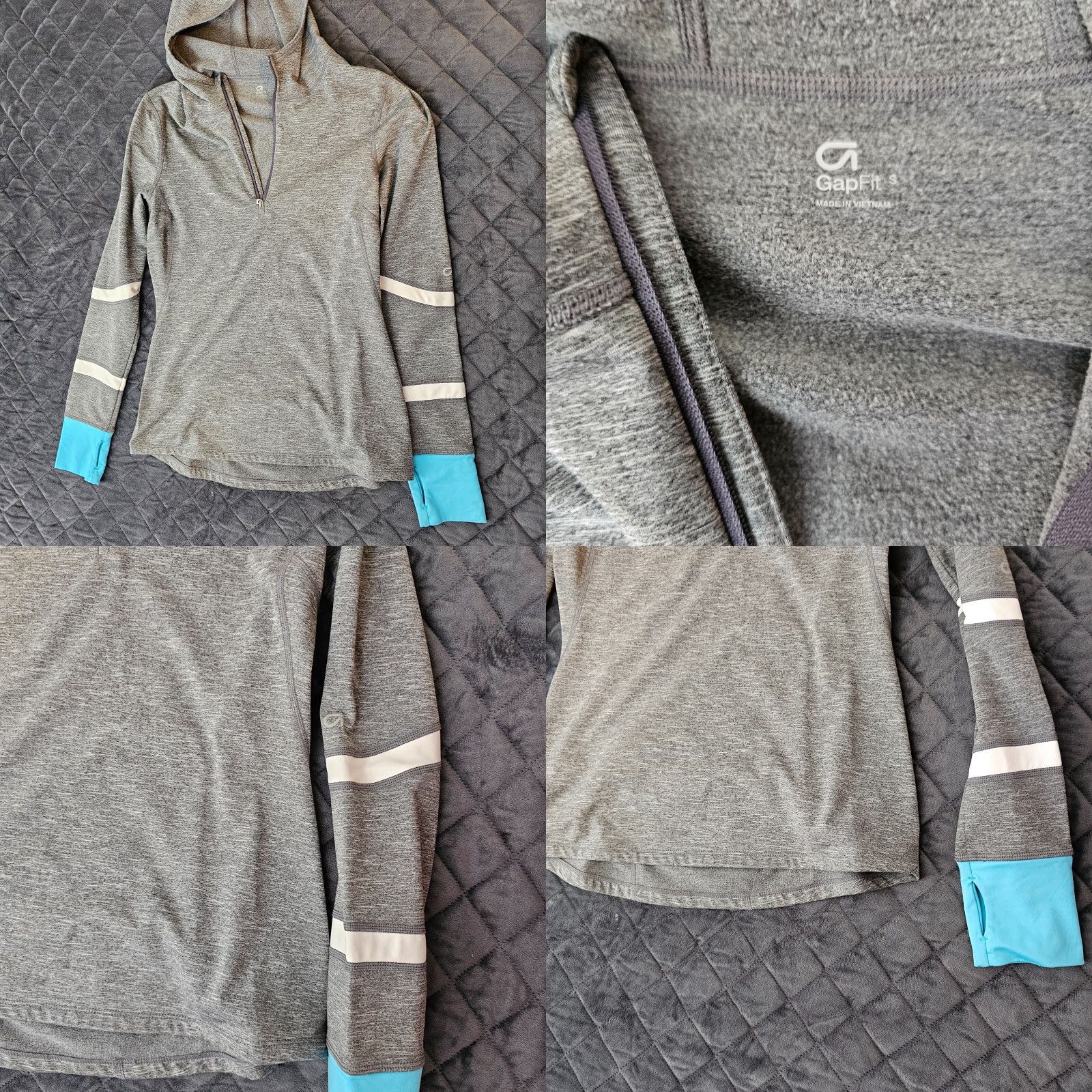 Gap Gap Fit Women's Hoodie 1/2 Zip Sweatshirt Charcoal Grey S Heather Thumbhole Activewear Zip Full Zip|Gray Womens Hoodies Size S / US 4 / IT 40 - 8 Thumbnail