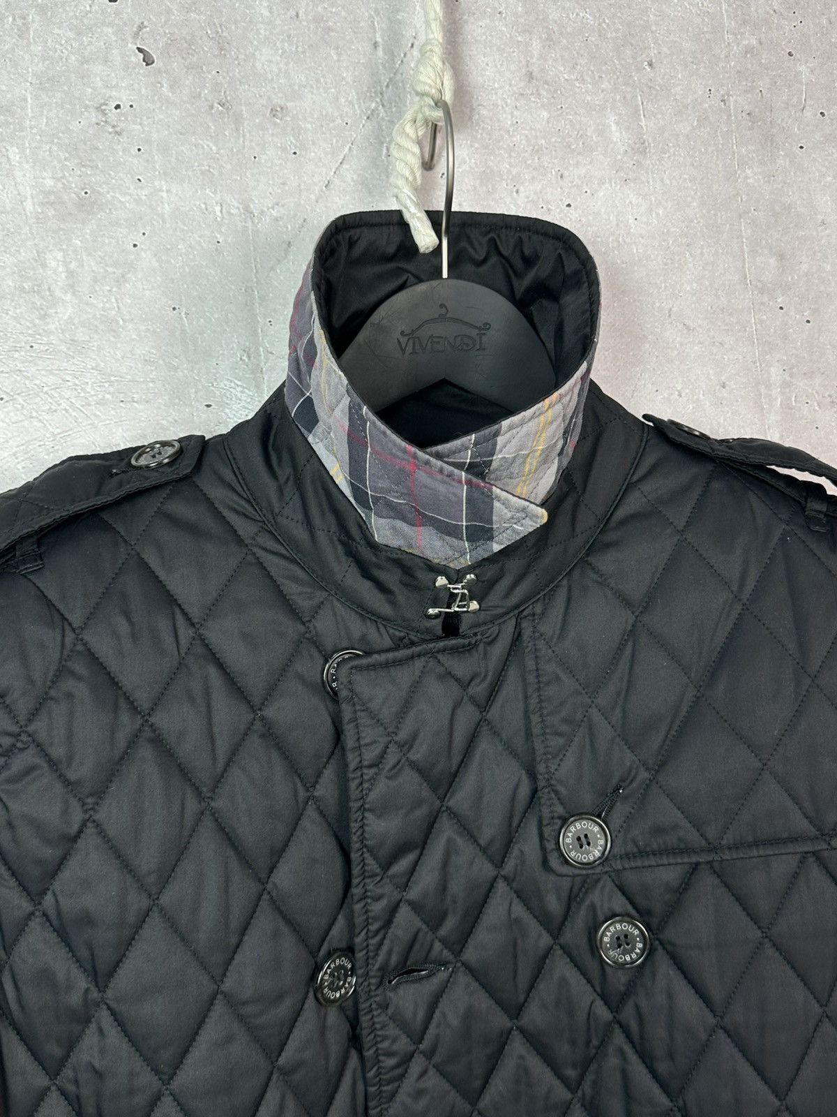 Barbour Barbour Valerie Black Quilted Tartan Check Trench Coat Size XL / US 12-14 / IT 48-50 - 15 Thumbnail