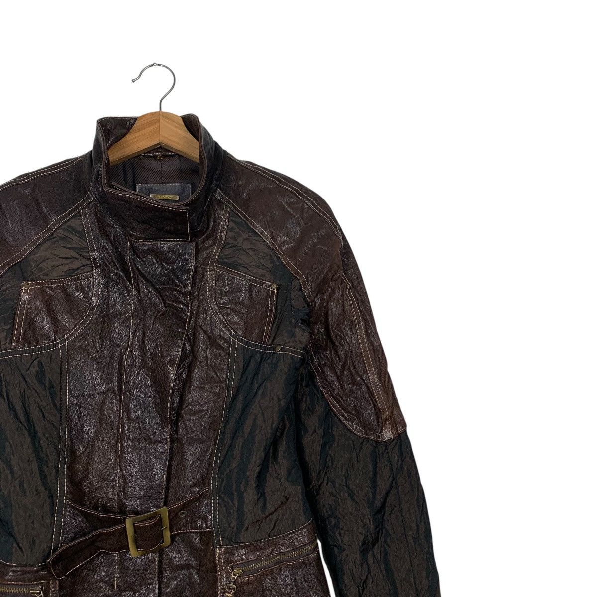 Leather PUNTO Hybrid Leather Trench Coat Jacket #2180-C96 Size M / US 6-8 / IT 42-44 - 4 Thumbnail