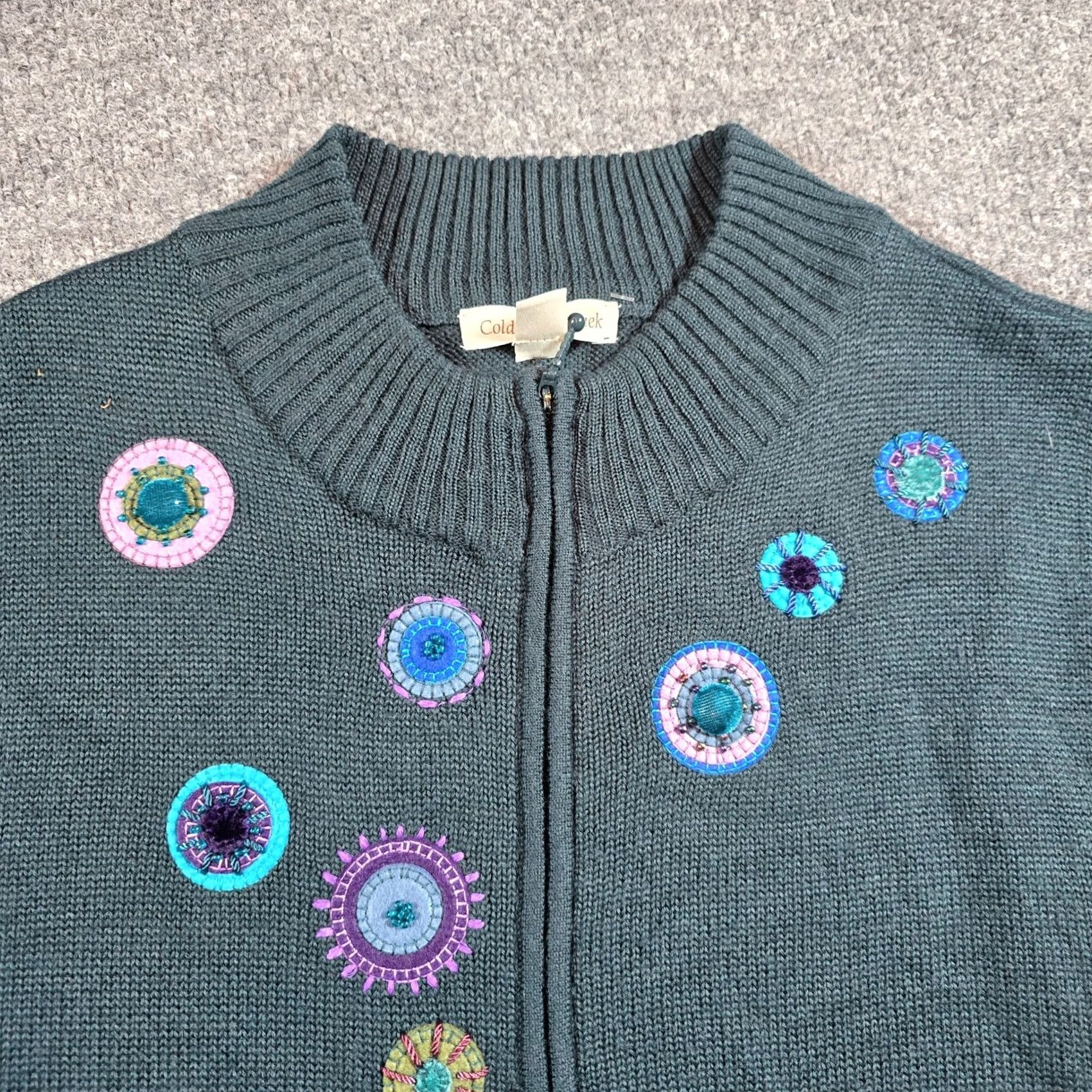 Coldwater Creek VINTAGE Coldwater Creek Vest Sweater Womens XL Green Wool Beaded Full Zip Casual Fall Winter Spring Size XL / US 12-14 / IT 48-50 - 2 Thumbnail