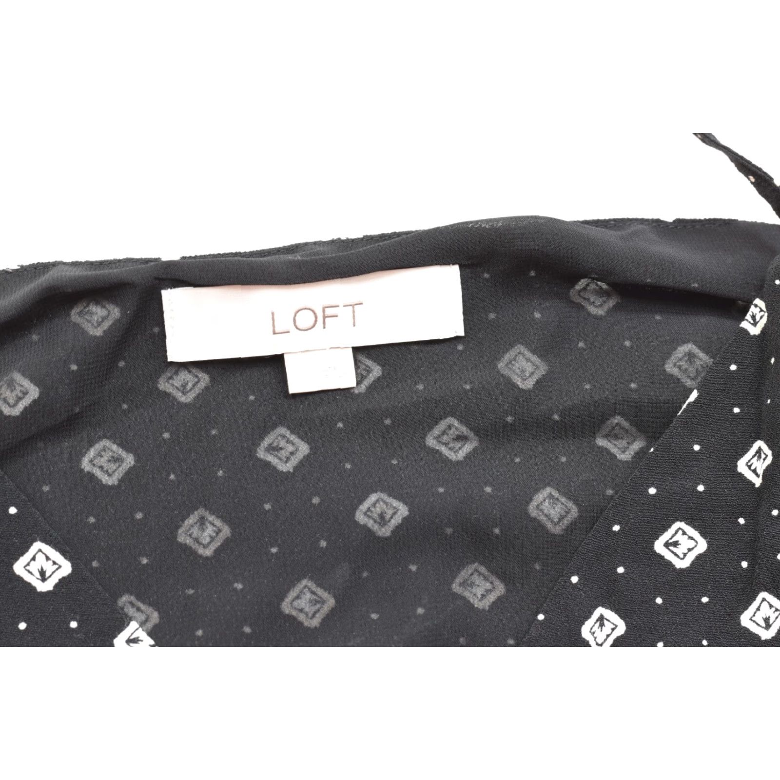 Loft LOFT Camisole Tank Top V-Neck Polka Dot Black White S Women Sleeveless Pullover Casual Summer Spring Diamond Pattern Strappy Sleeve Polyester Regular Size S / US 4 / IT 40 - 7 Thumbnail