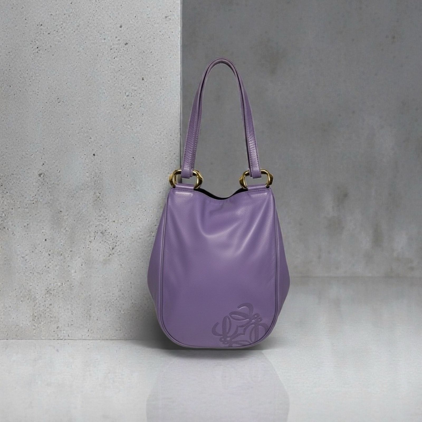 Loewe Loewe Purple Leather Anagram Hobo Buttery Soft Gold Hardware Size ONE SIZE - 1 Thumbnail