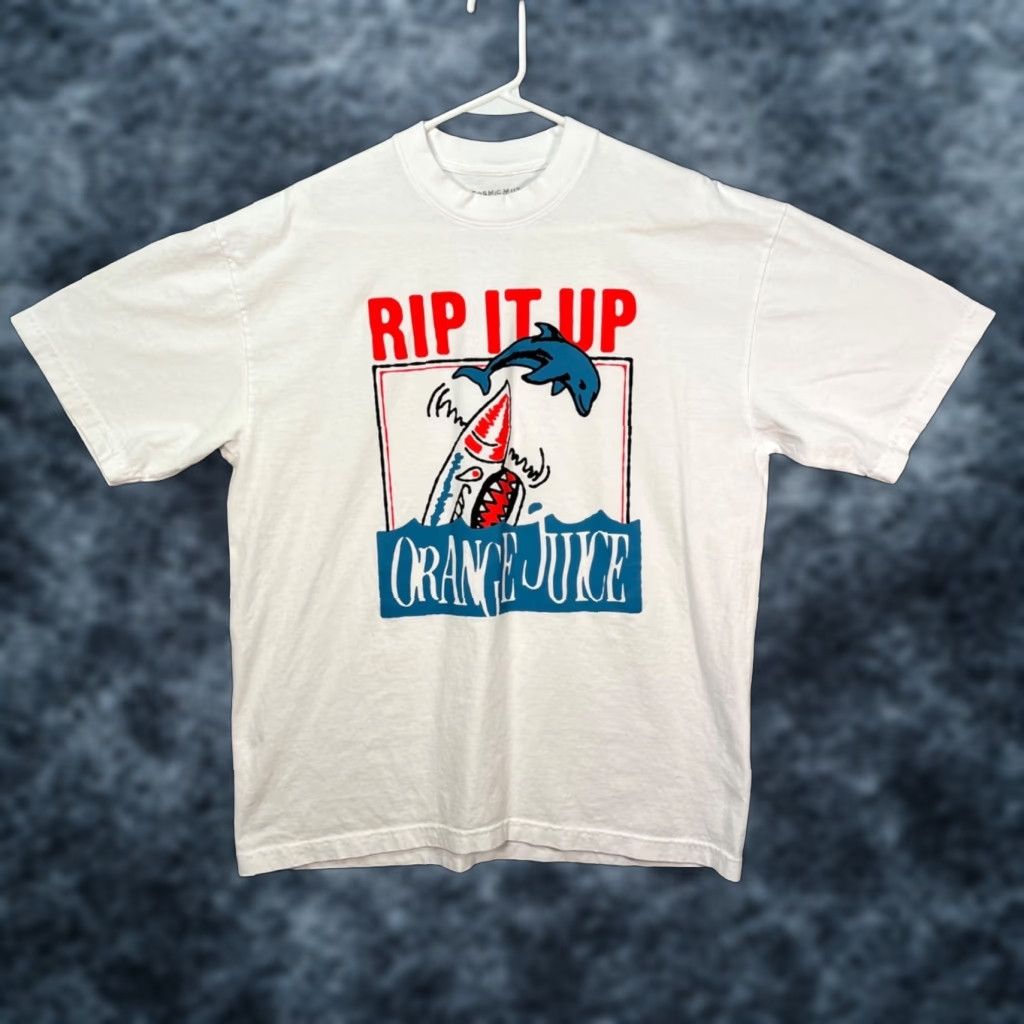 Vintage VINTAGE Cosmic Music Rip It Up Orange Juice Shark Graphic T Shirt White Mens Large Size US L / EU 52-54 / 3 - 1 Thumbnail