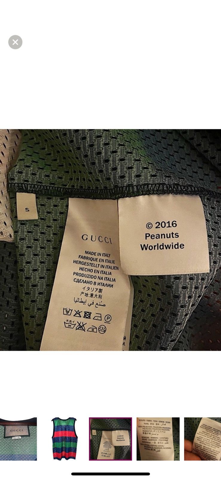 Gucci Authentic Gucci x Peanuts 16 AW Snoopy Mesh Tank Top Size US S / EU 44-46 / 1 - 6 Thumbnail