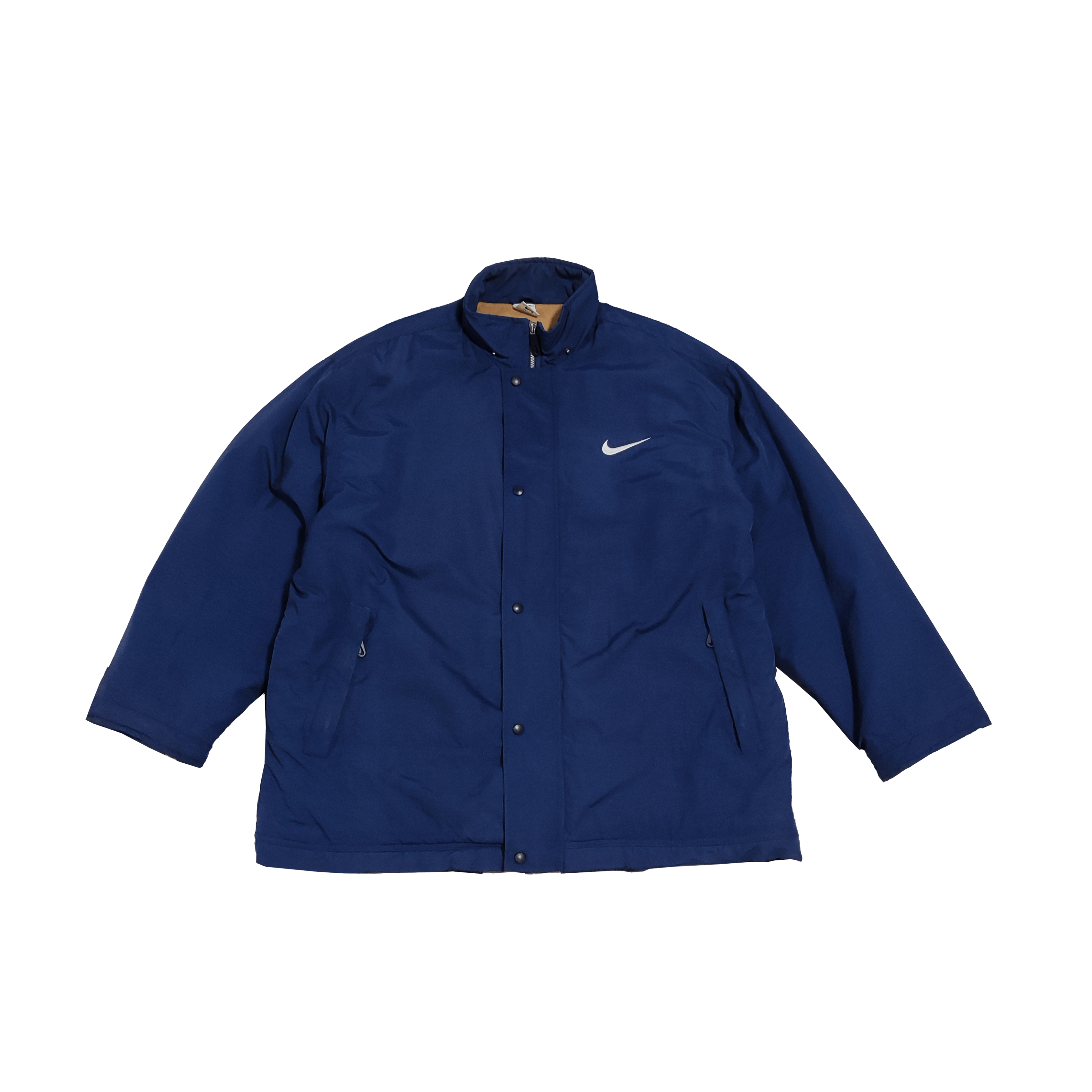 Nike × Vintage 90s Vintage Nike Big Swoosh Logo Denim Jacket Rare Size XL Size US XL / EU 56 / 4 - 2 Thumbnail