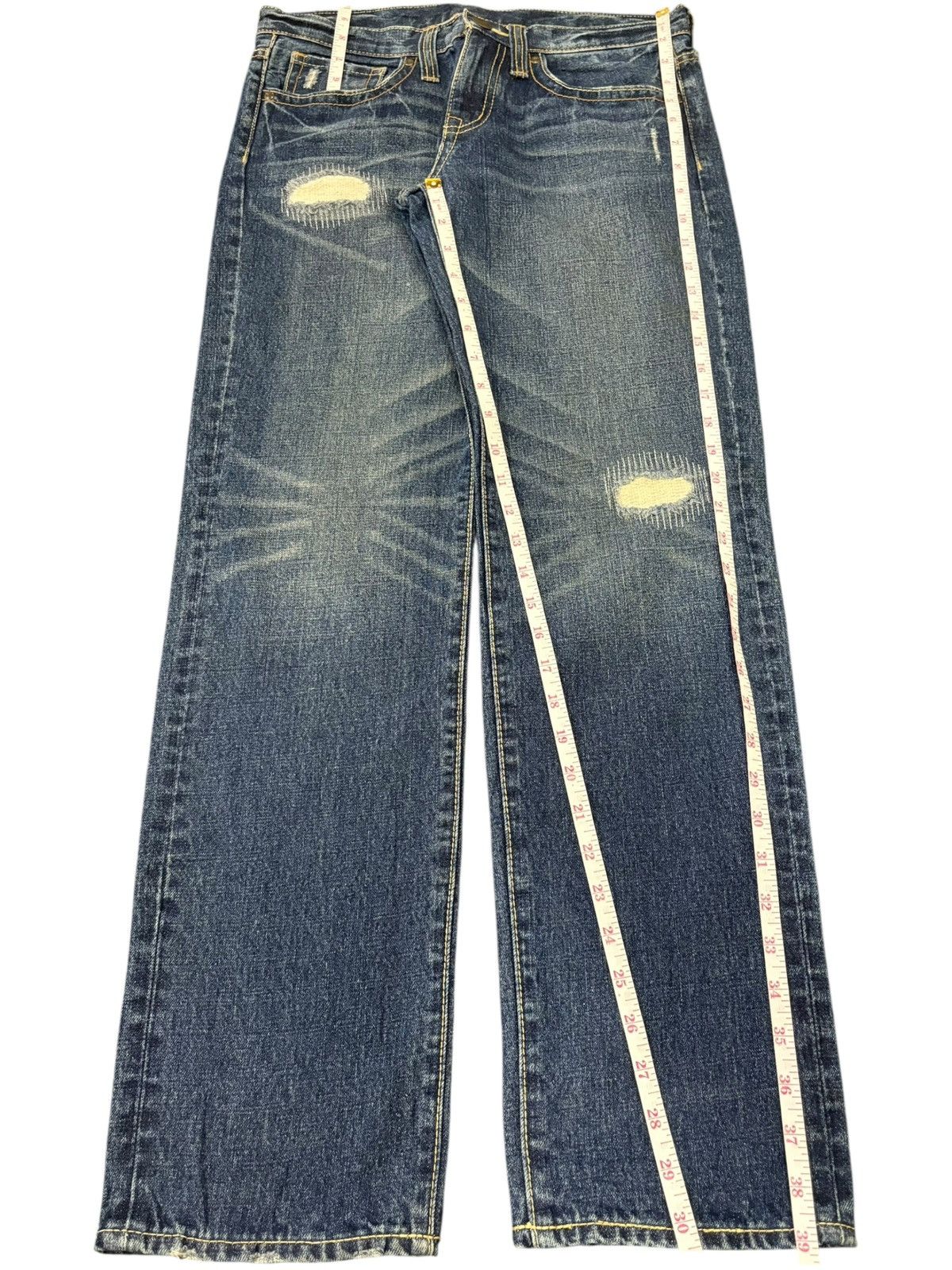 Dsquared2 Vintage Japanese Brand Blue Wash Distressed Sashiko Jeans Size 31" - 8 Thumbnail