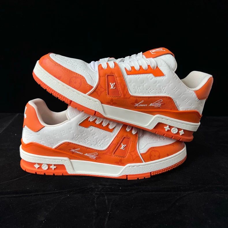 Louis Vuitton Louis Vuitton Trainer white and orange board shoes Size US 10 / EU 43 - 3 Thumbnail