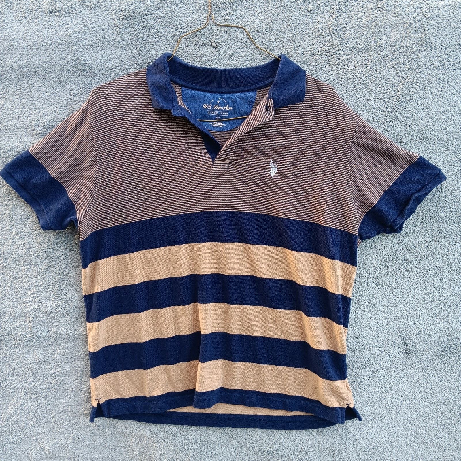 U.S. Polo Assn. U.S. Polo Assn Men’s Preppy Rugby Polo Shirt Navy Tan Large Size US L / EU 52-54 / 3 - 1 Thumbnail