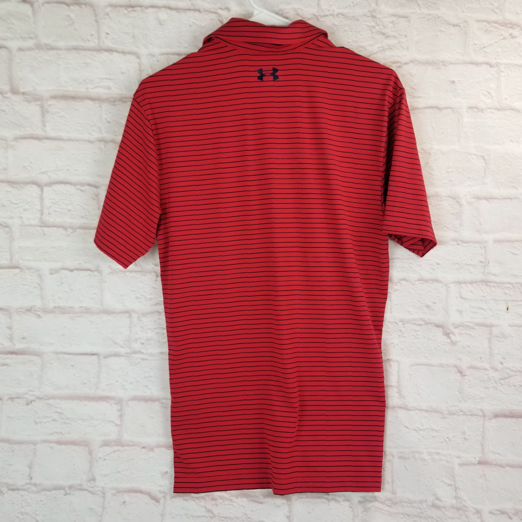 Under Armour Under Armour Heatgear Polo Shirt Mens Small Red Striped Short Sleeve Loose Fit Size US S / EU 44-46 / 1 - 4 Thumbnail