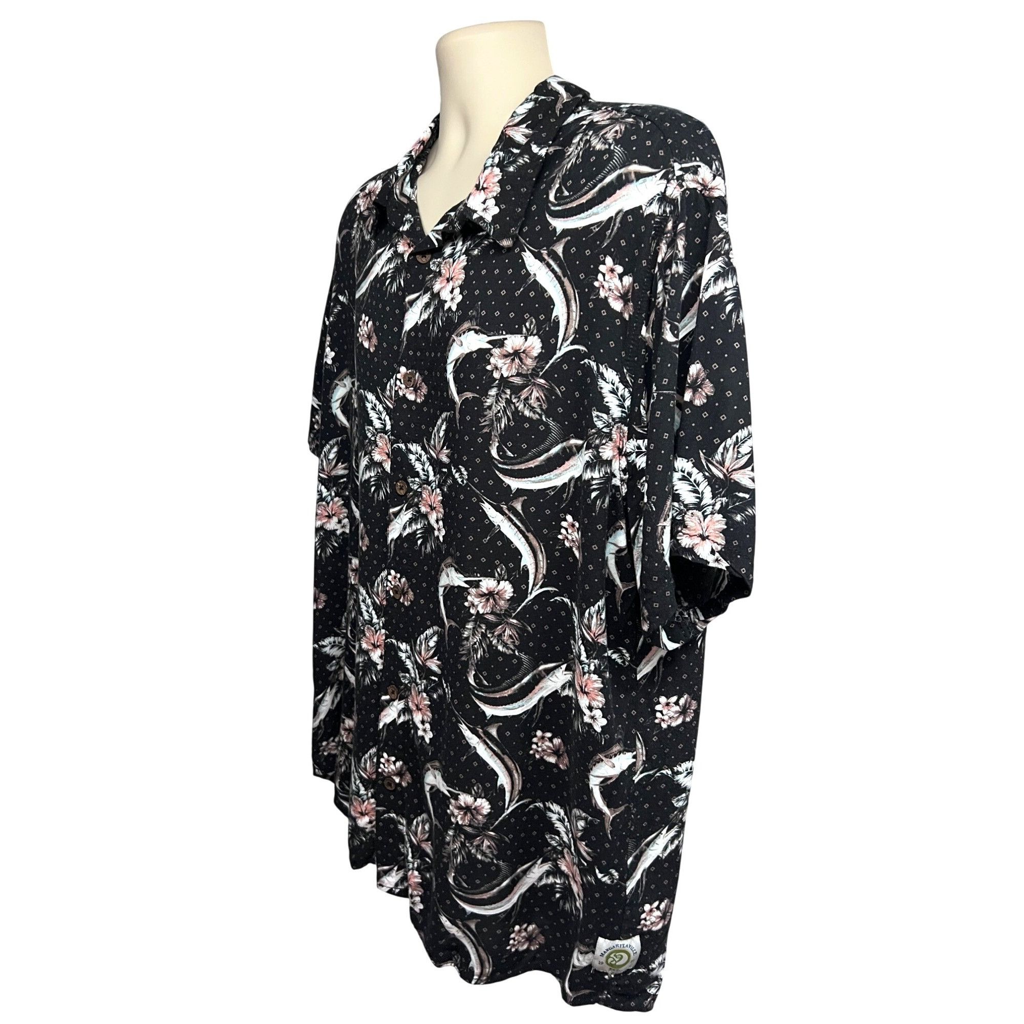 Vintage Jimmy Buffett Margaritaville Mens Vintage Black Floral Hawai Size US XL / EU 56 / 4 - 3 Thumbnail