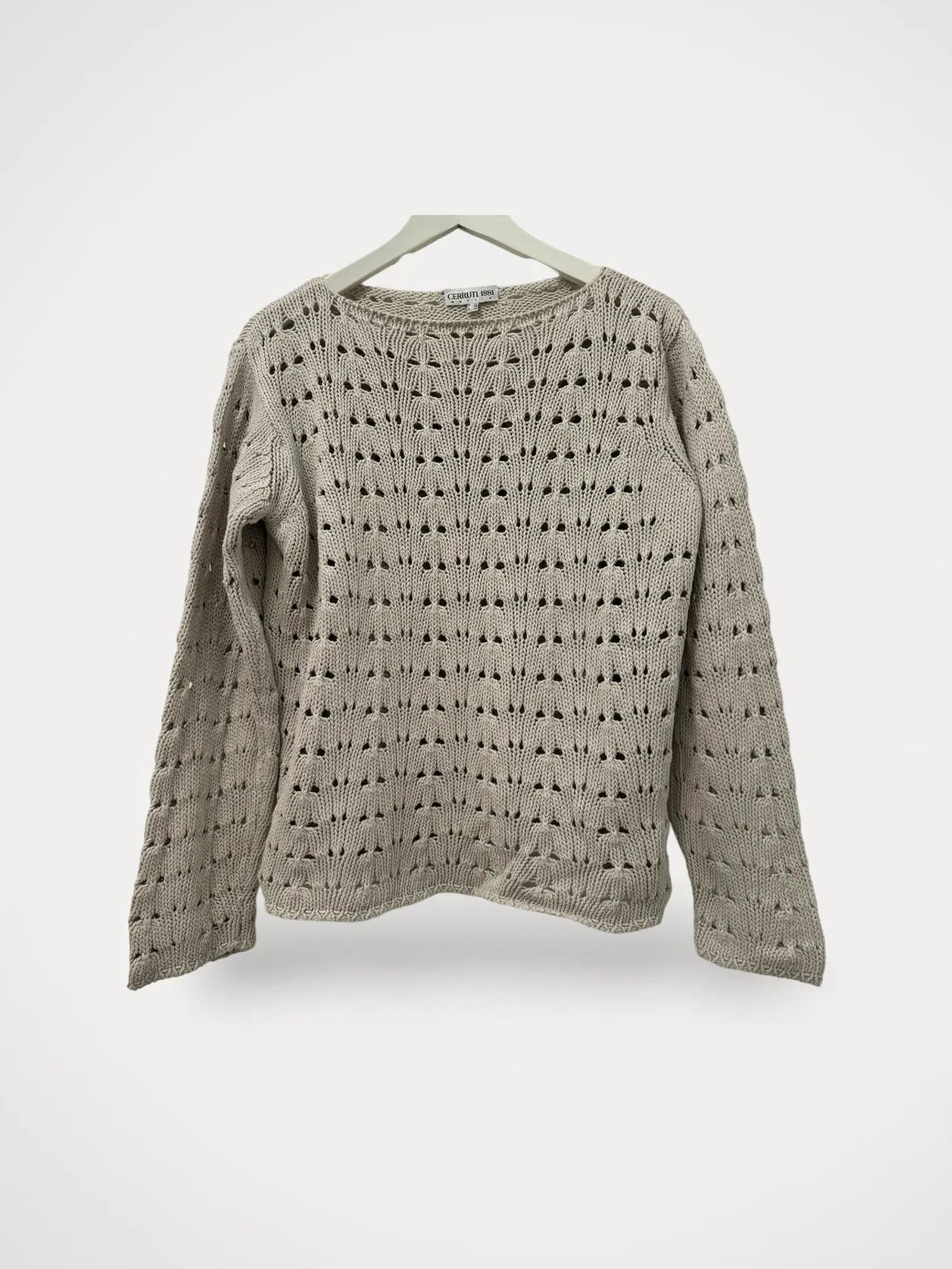 image of Cerruti 1881 Stickad Båtringad Tröja Sweater in Beige, Women's (Size Medium)