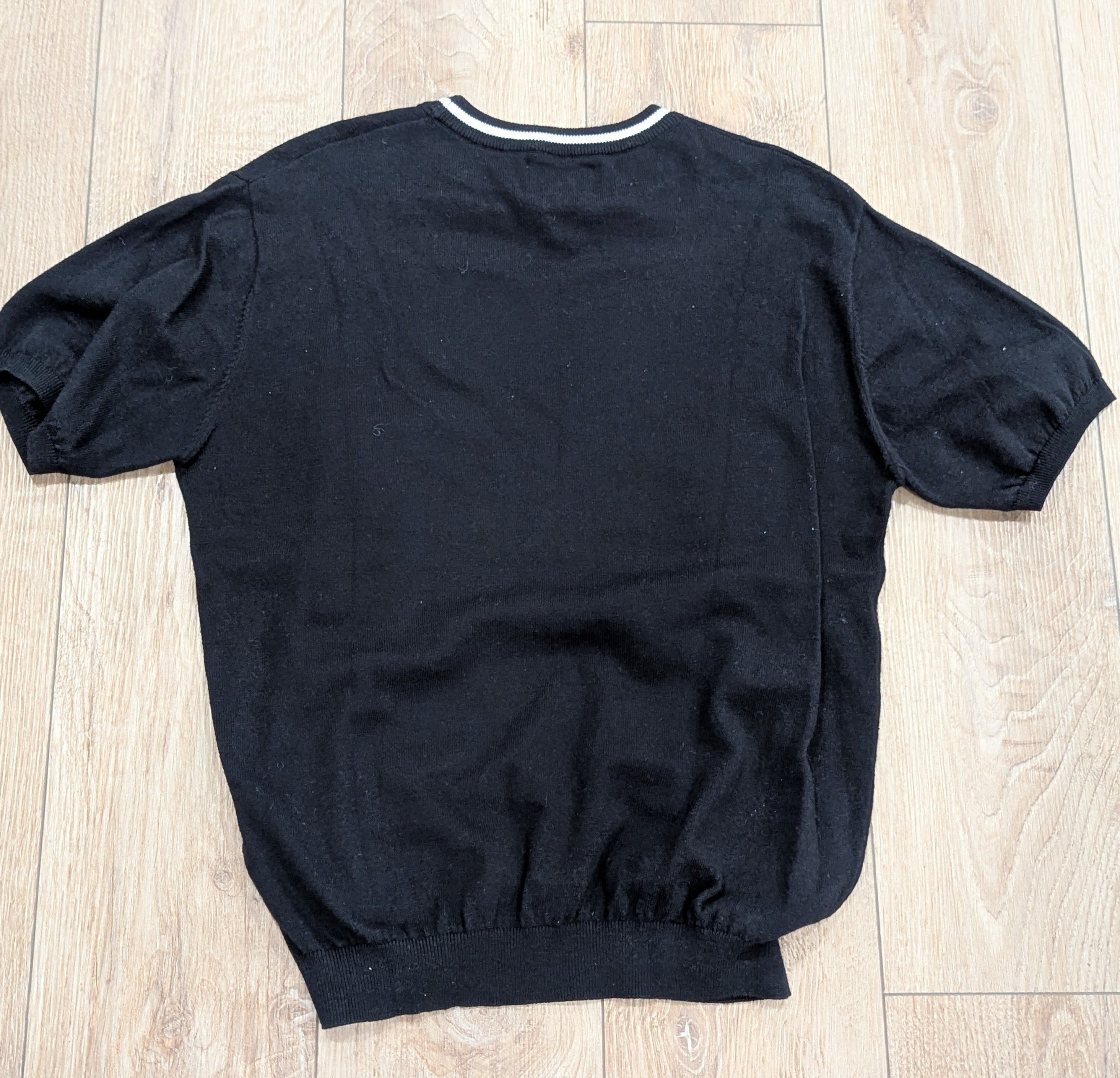 Rhude RHUDE Logo Knit Cotton/Cashmere T-Shirt Black/Ivory Medium Size US M / EU 48-50 / 2 - 4 Thumbnail