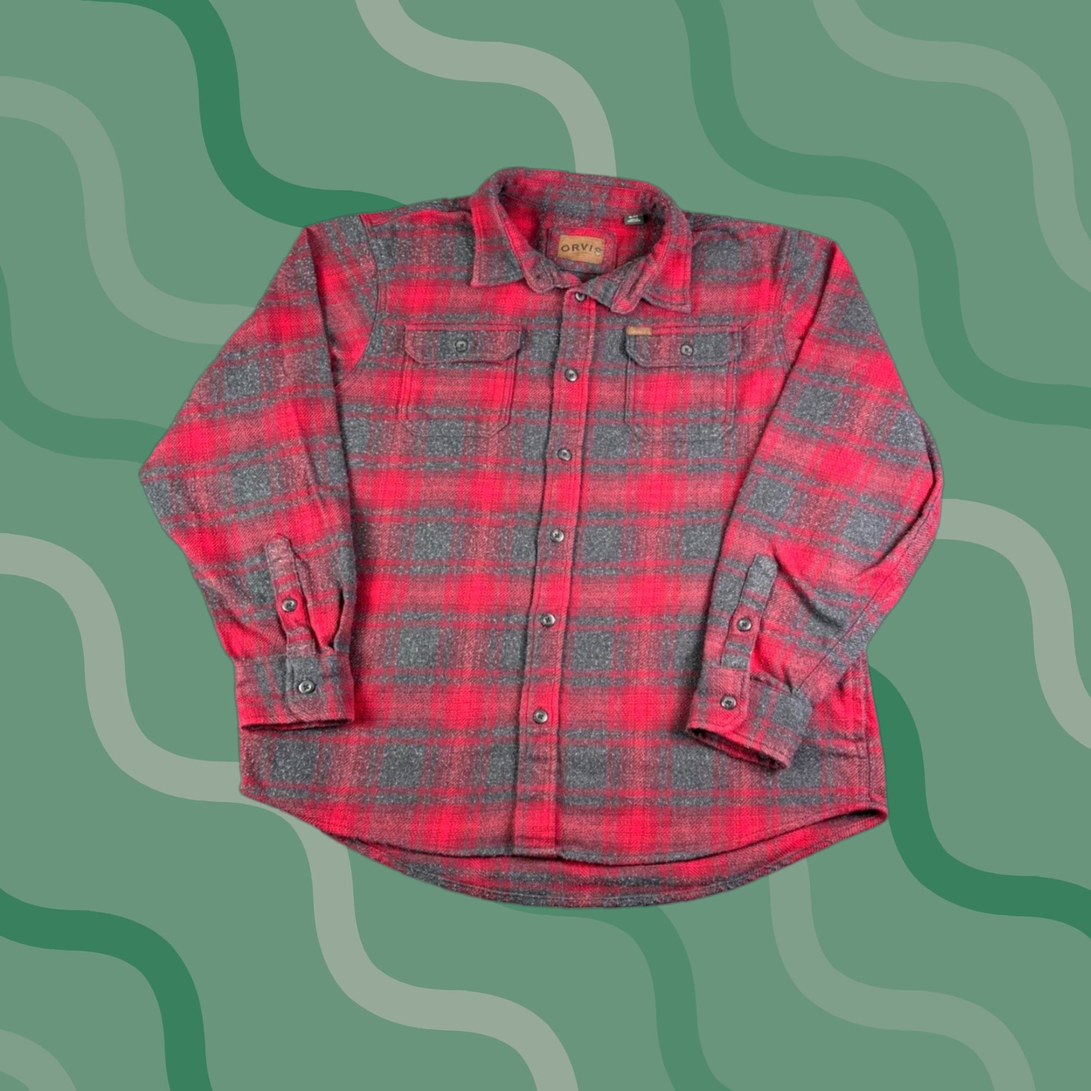 Orvis VINTAGE ORVIS Men's Red Gray Plaid Flannel Long Sleeve Button Up Shirt XL Vintage Size US XL / EU 56 / 4 - 1 Thumbnail