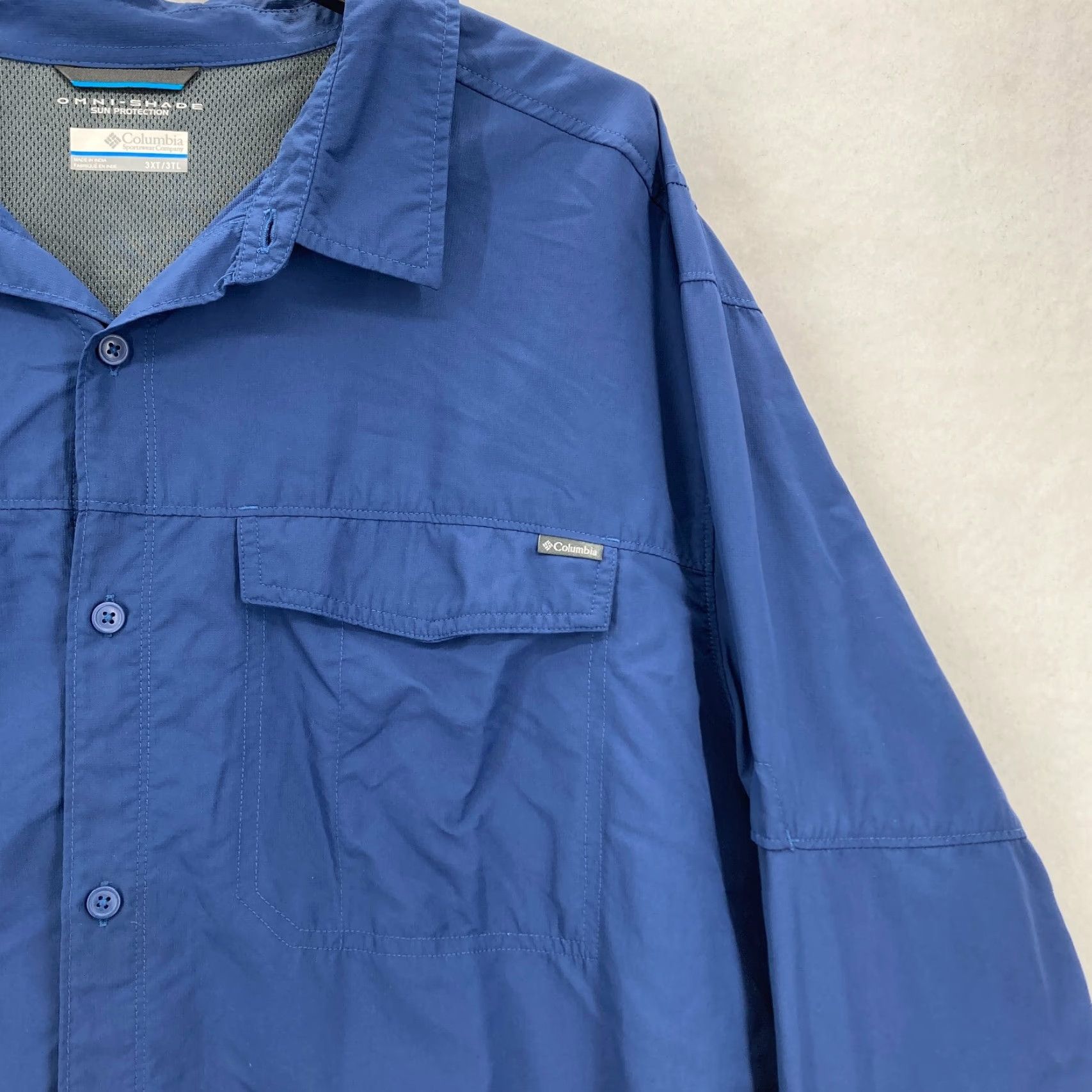 Vintage Columbia Button-Up Shirt Mens 3XT Blue Nylon Lightweight Vented Roll Tab Sleeve Fishing Hiking Size US XXL / EU 58 / 5 - 3 Thumbnail