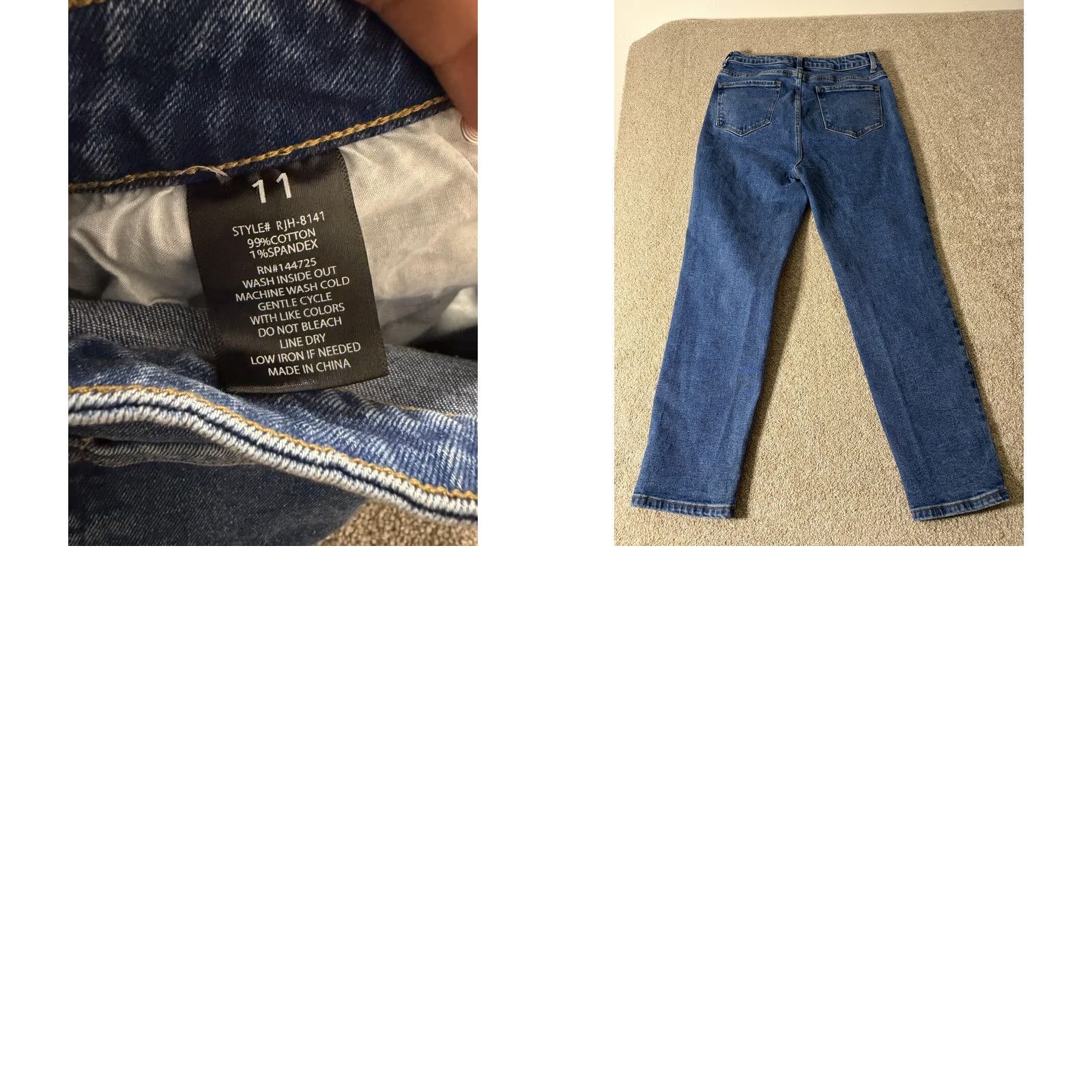 Denime American Bazi Jeans 11 Blue Juniors Distressed Relaxed Straight Denim 28x27 Size 32" / US 10 / IT 46 - 8 Thumbnail