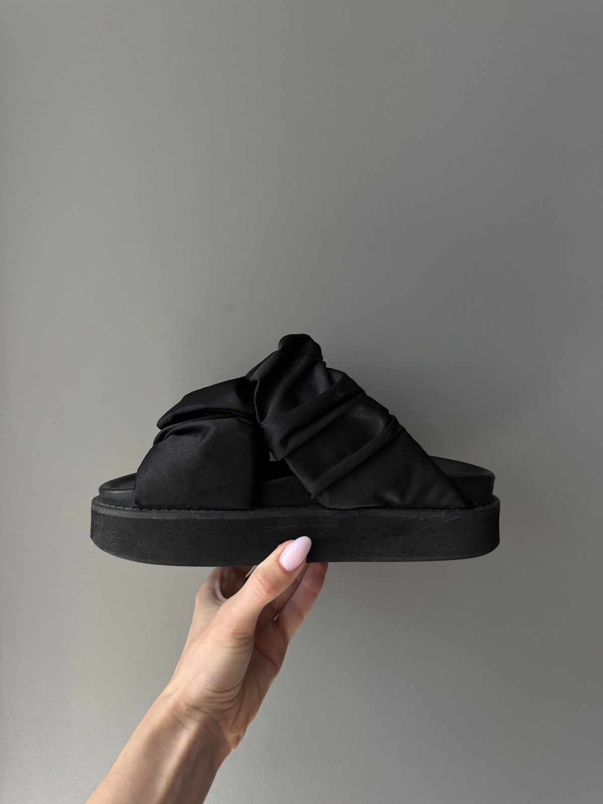 Ganni Ganni Ruched Platform Black Sandals Size US 6 / IT 36 - 6 Thumbnail