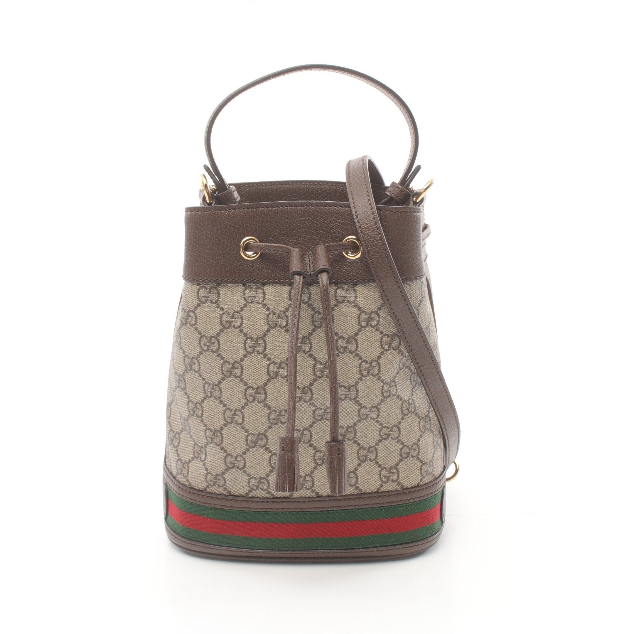 Gucci Gucci Ophidia Gg Supreme Small Bucket Handbag Leather Beige Dark Brown Multicolor Purse Size ONE SIZE - 1 Thumbnail