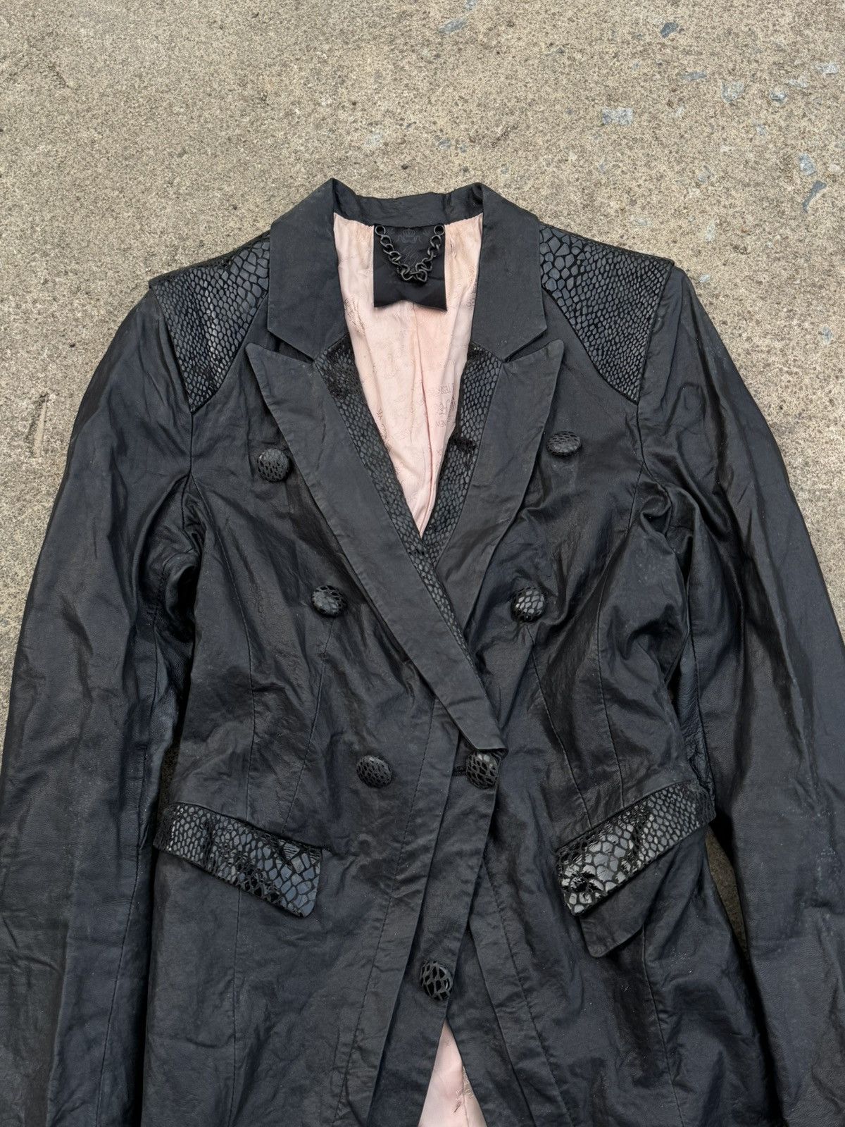 Yasuyuki Ishii Snakeskin Black Leather Blaz Jacket Jessiny Japanese vkei Size US S / EU 44-46 / 1 - 3 Thumbnail