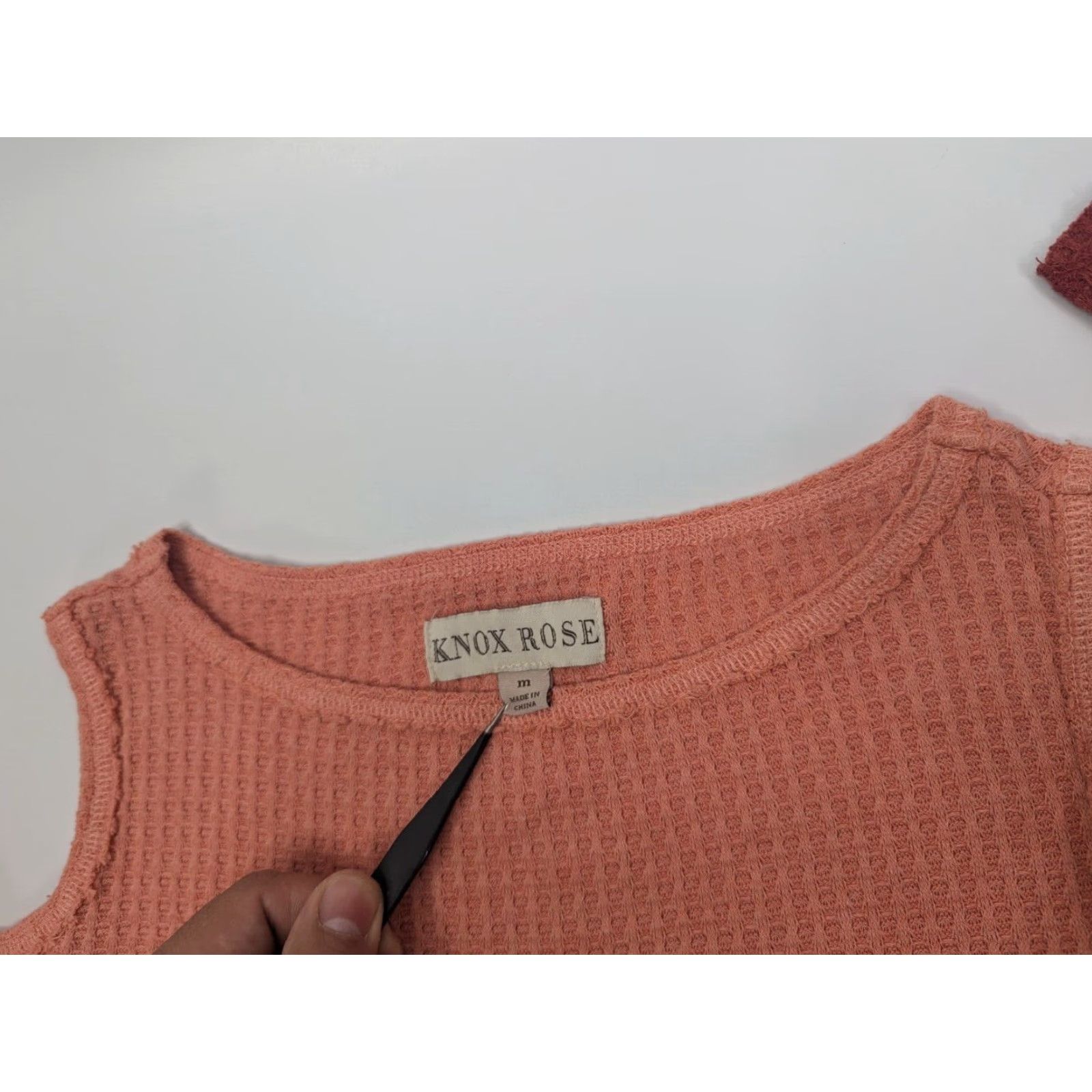 Vintage Knox Rose Blouse Women M Orange Cold Shoulder Ombre Dip Dye Waffle Knit Crew Neck Pullover Casual Shirt Size M / US 6-8 / IT 42-44 - 7 Thumbnail