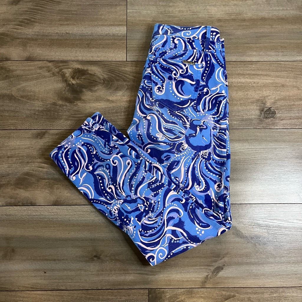 Lilly Pulitzer Lilly Pulitzer Ocean Skinny Cropped Pattern Pants Women 6 Size 27" / US 4 / IT 40 - 1 Thumbnail