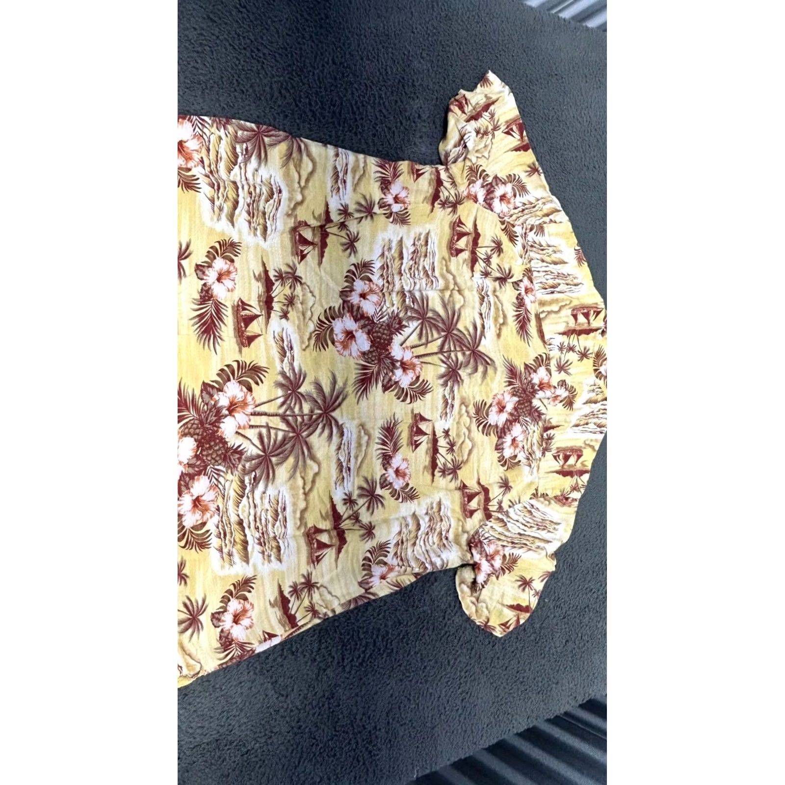 George George Mens Hawaiian Shirt 3XL Short Sleeve Cotton Floral Yellow Size US XXL / EU 58 / 5 - 6 Thumbnail