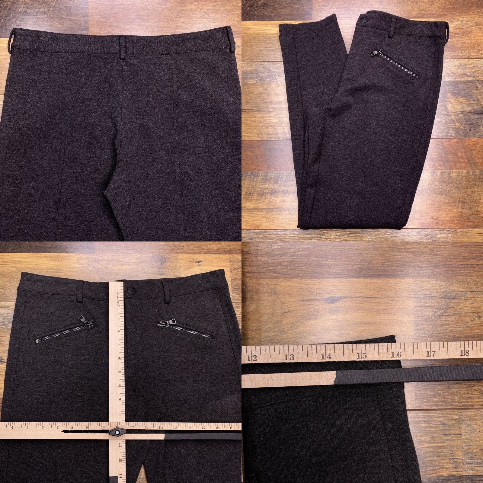 NYDJ NYDJ Ankle Pants 10 Charcoal Stretch Ponte Zip Pockets Size 32" / US 10 / IT 46 - 8 Thumbnail