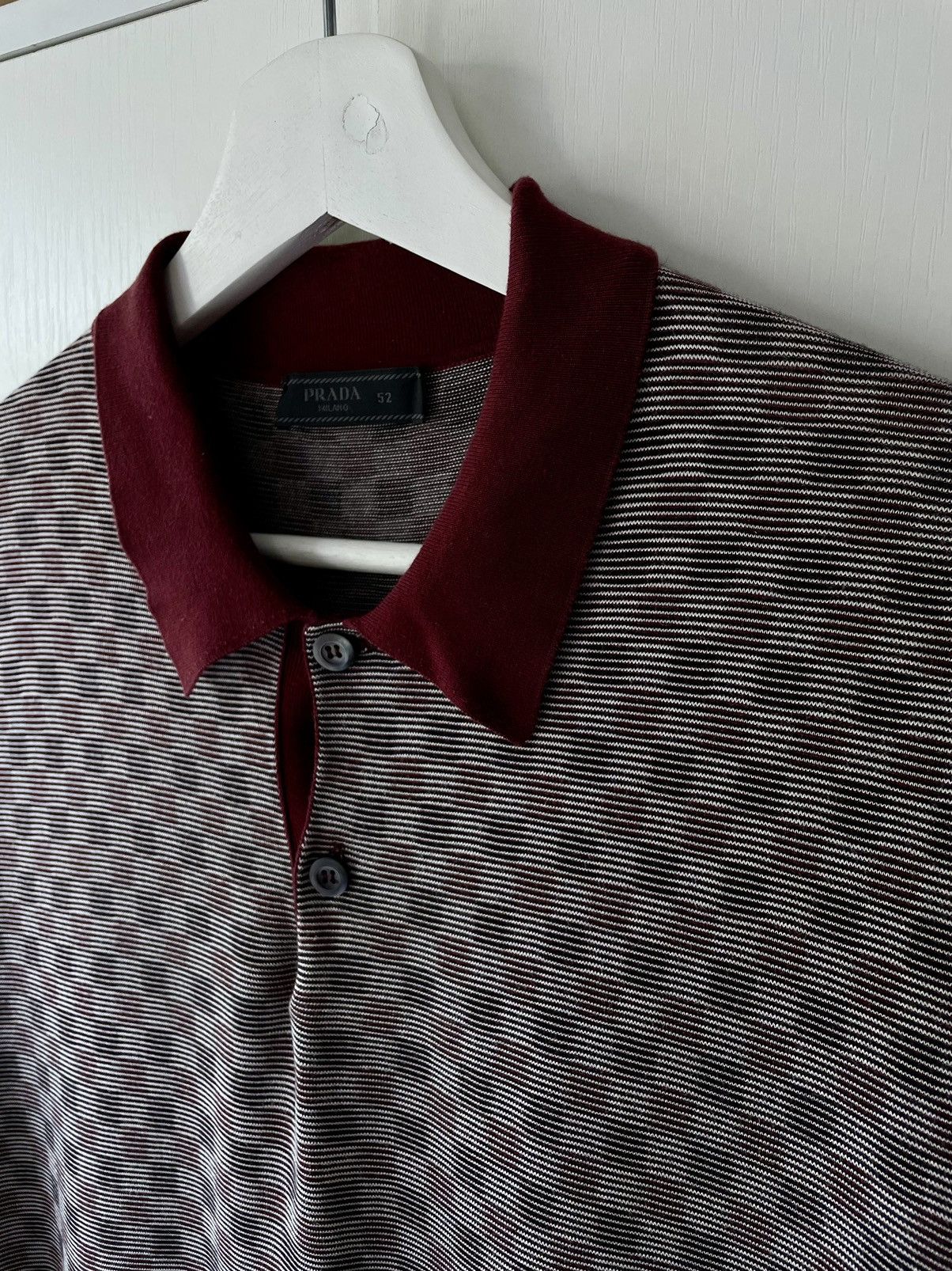 Prada Prada Multi Knit Textured Silk Stretch Polo Shirt Size 52 Size US L / EU 52-54 / 3 - 4 Thumbnail
