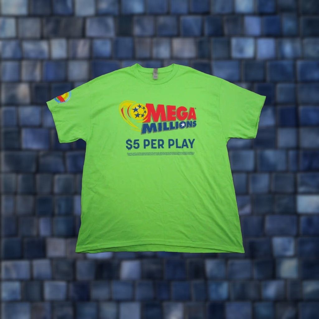 Gildan Mega Millions Lottery Graphic T-Shirt Mens XL Colorful Green Gambling Shirt Baseball? Size US XL / EU 56 / 4 - 1 Thumbnail