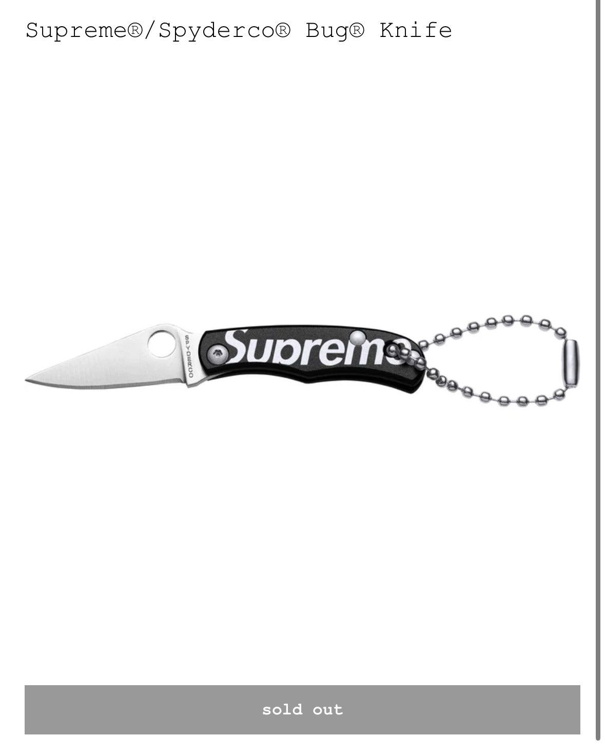 Supreme IN HAND ss26 spyderco bug knife | Grailed