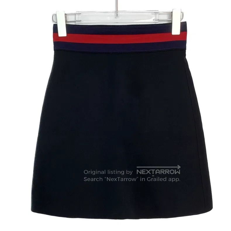Gucci gucci Black webbing stitching A-line skirt half-length ski Size 25" / US 0 / IT 36 - 1 Thumbnail