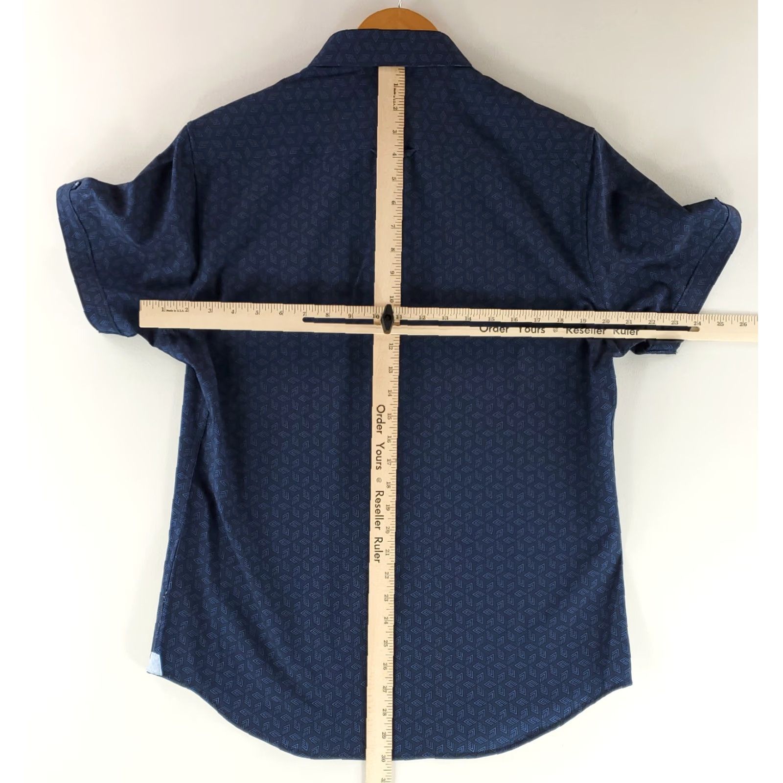 Vintage 7 Diamonds Shirt Geometric 4 Way Stretch Short Sleeve Button Up Mens M Blue Size US M / EU 48-50 / 2 - 7 Thumbnail