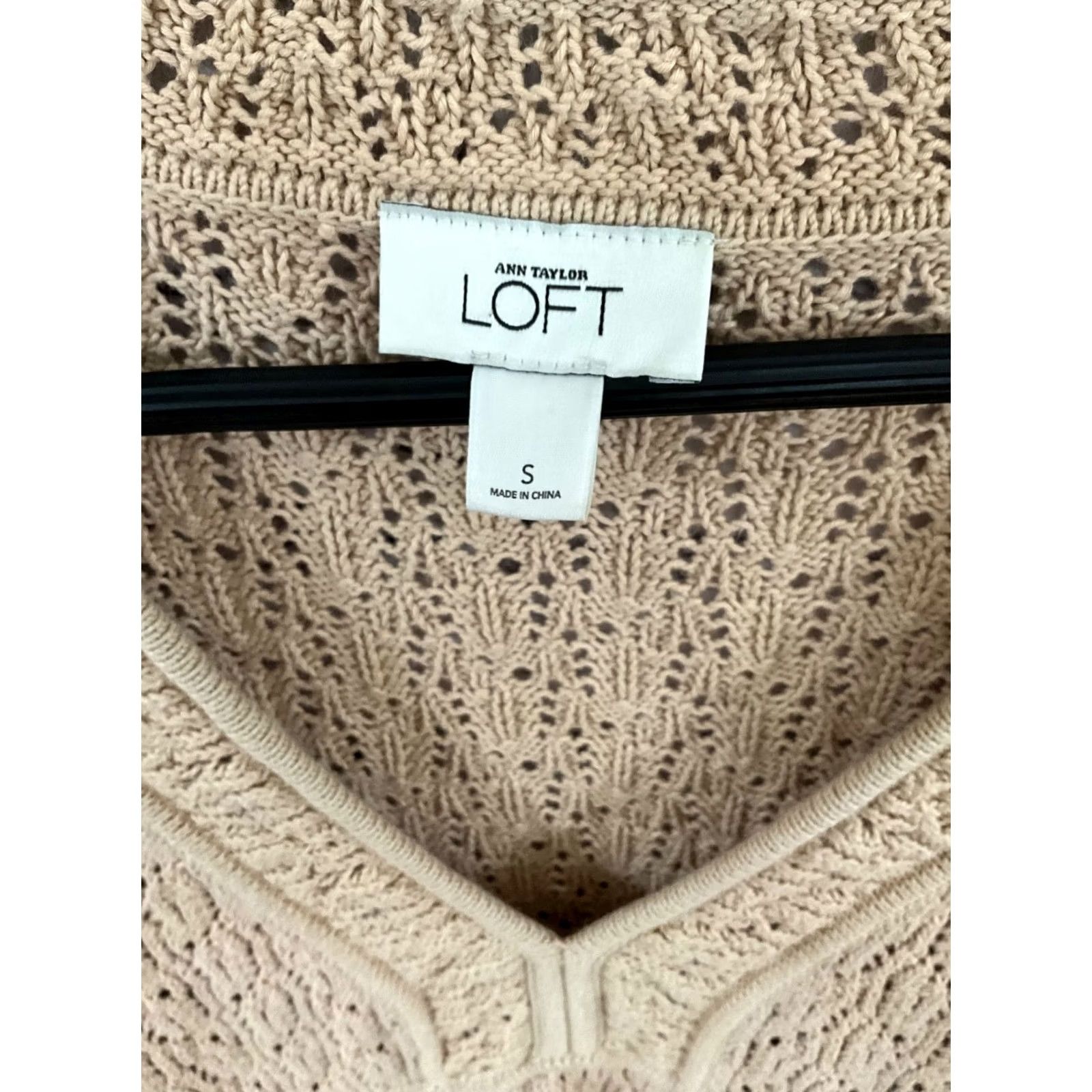 Ann Taylor ANN TAYLOR LOFT Sweater Shirt Women V-Neck Long Sleeve Beige Cotton Knit Pullover Regular Small Size S / US 4 / IT 40 - 4 Thumbnail