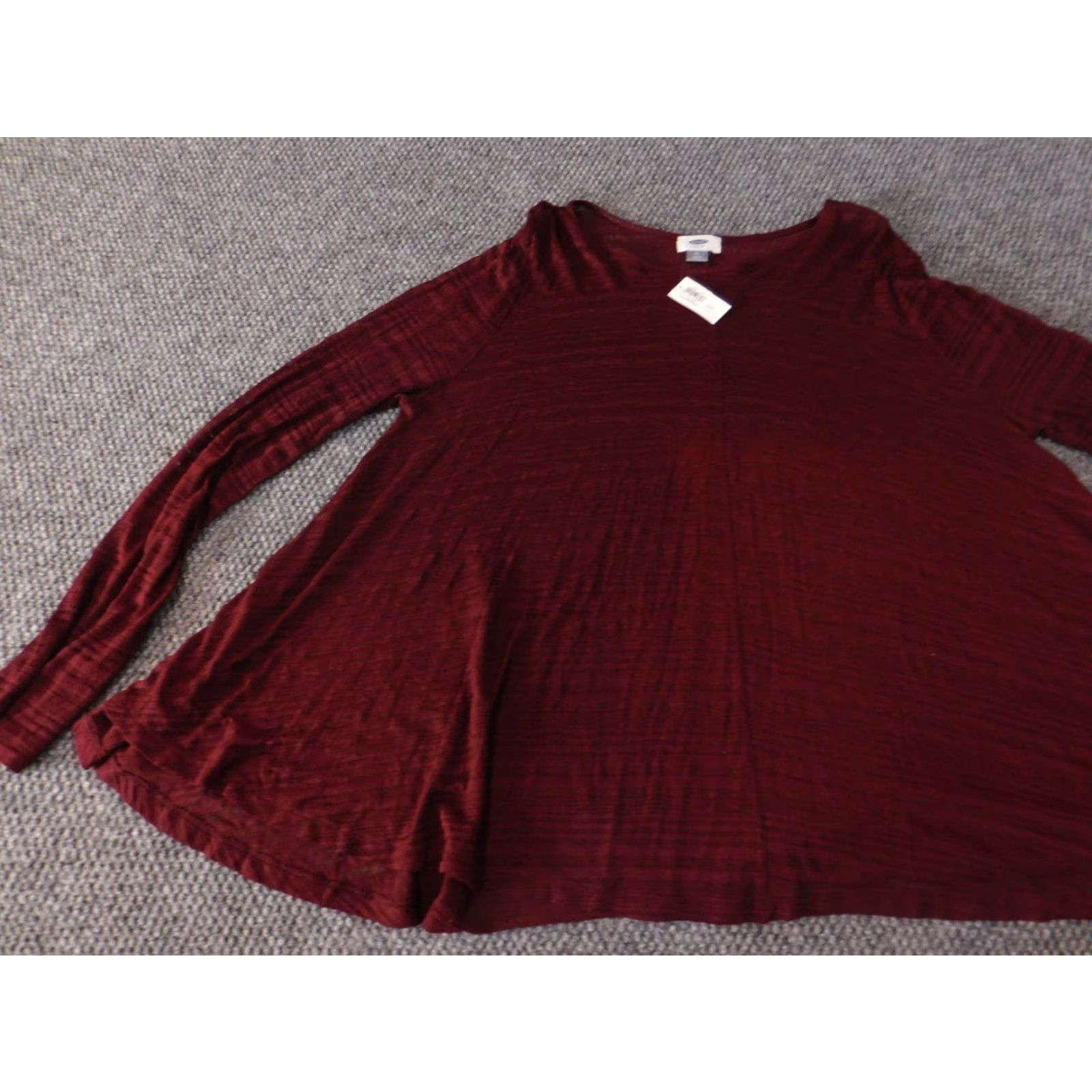 Old Navy Old Navy Blouse Shirt Womens XL Red Round Neck Long Sleeve Pullover Sheer Peplum Casual Classic Fit Regular Fashion Size XL / US 12-14 / IT 48-50 - 3 Thumbnail