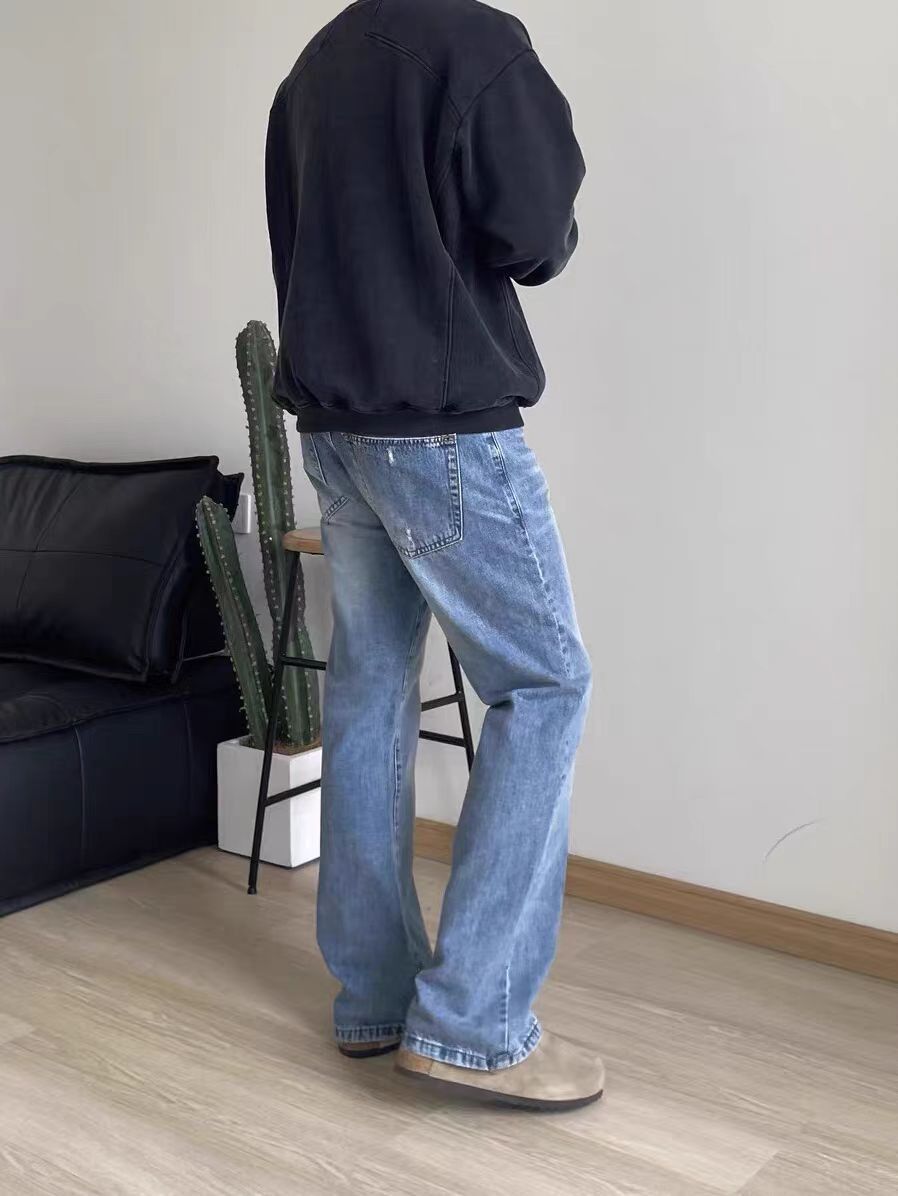 Japanese Brand × Vintage Light blue washed and distressed straight leg jeans Size US 30 / EU 46 - 3 Thumbnail
