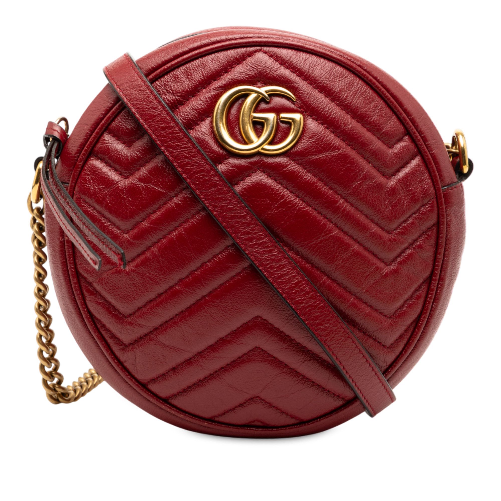 Gucci Gucci Mini GG Marmont Matelasse Leather Round Crossbody Size ONE SIZE - 1 Thumbnail