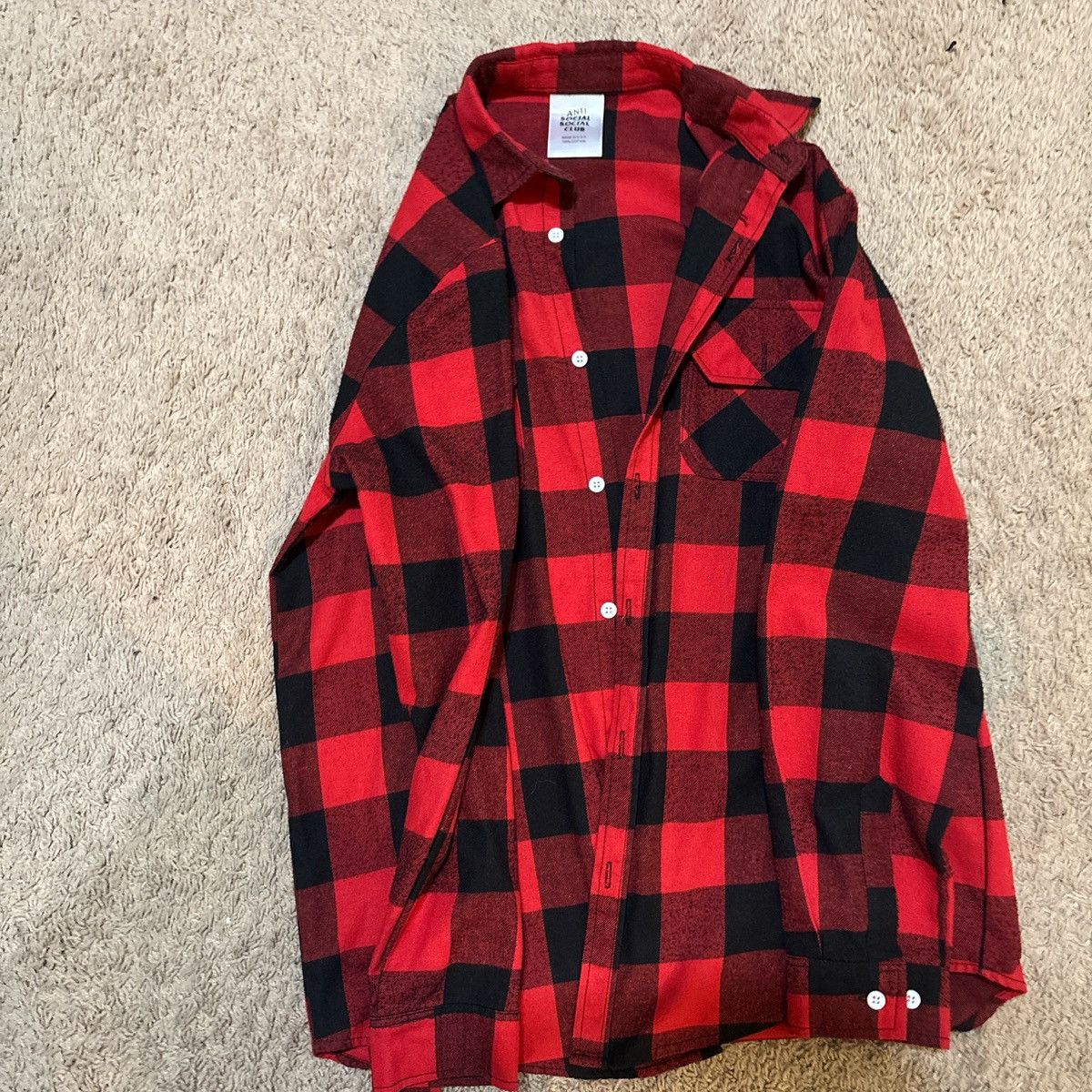 Anti Social Social Club Red Flannel Size US M / EU 48-50 / 2 - 2 Thumbnail