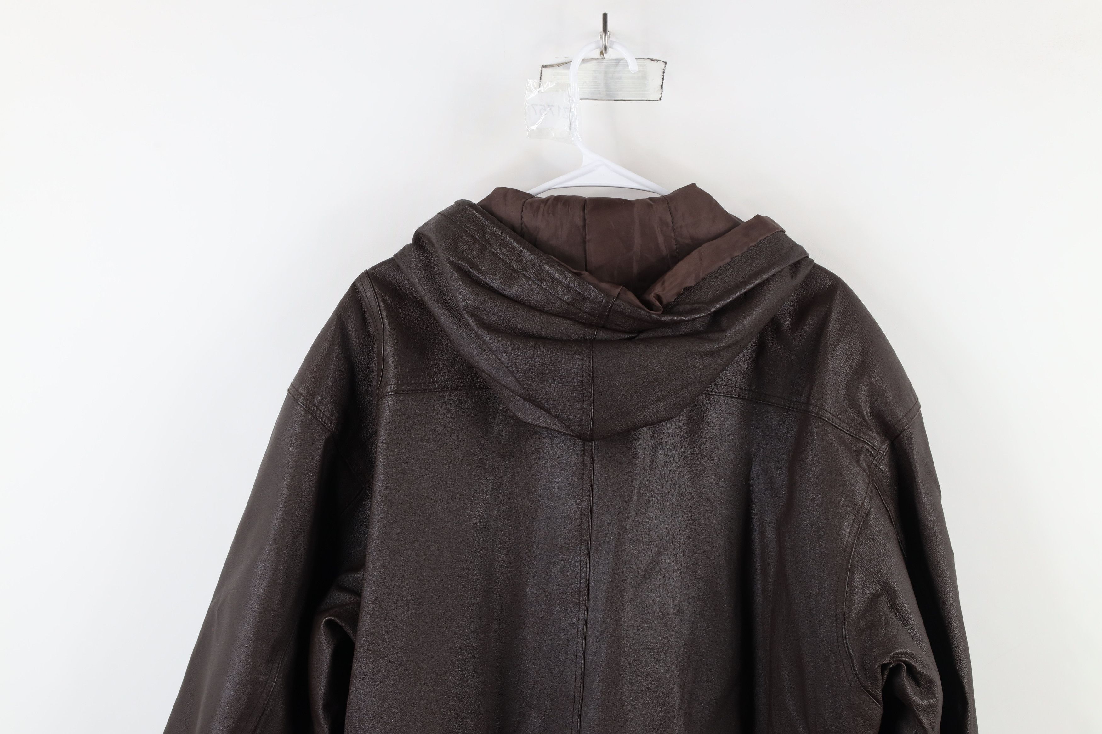 Vintage Vintage 90s Streetwear Leather Hooded Chore Barn Jacket Size US M / EU 48-50 / 2 - 16 Thumbnail
