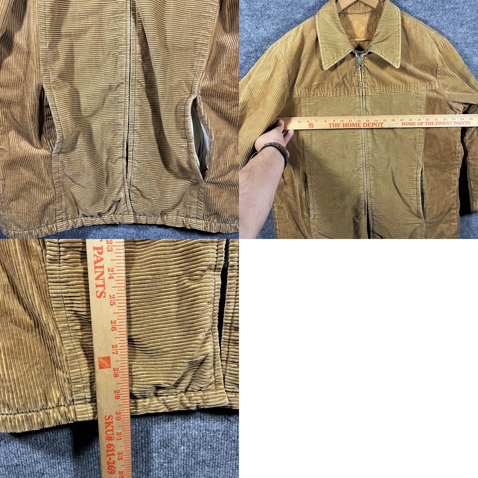 Vintage True Vintage Corduroy Jacket Bomber Zip Zipper Mens Large 60s 70s Ricky Eisenhower Serval Yellow U.S.A. United States Vintage Yes Size US L / EU 52-54 / 3 - 8 Thumbnail