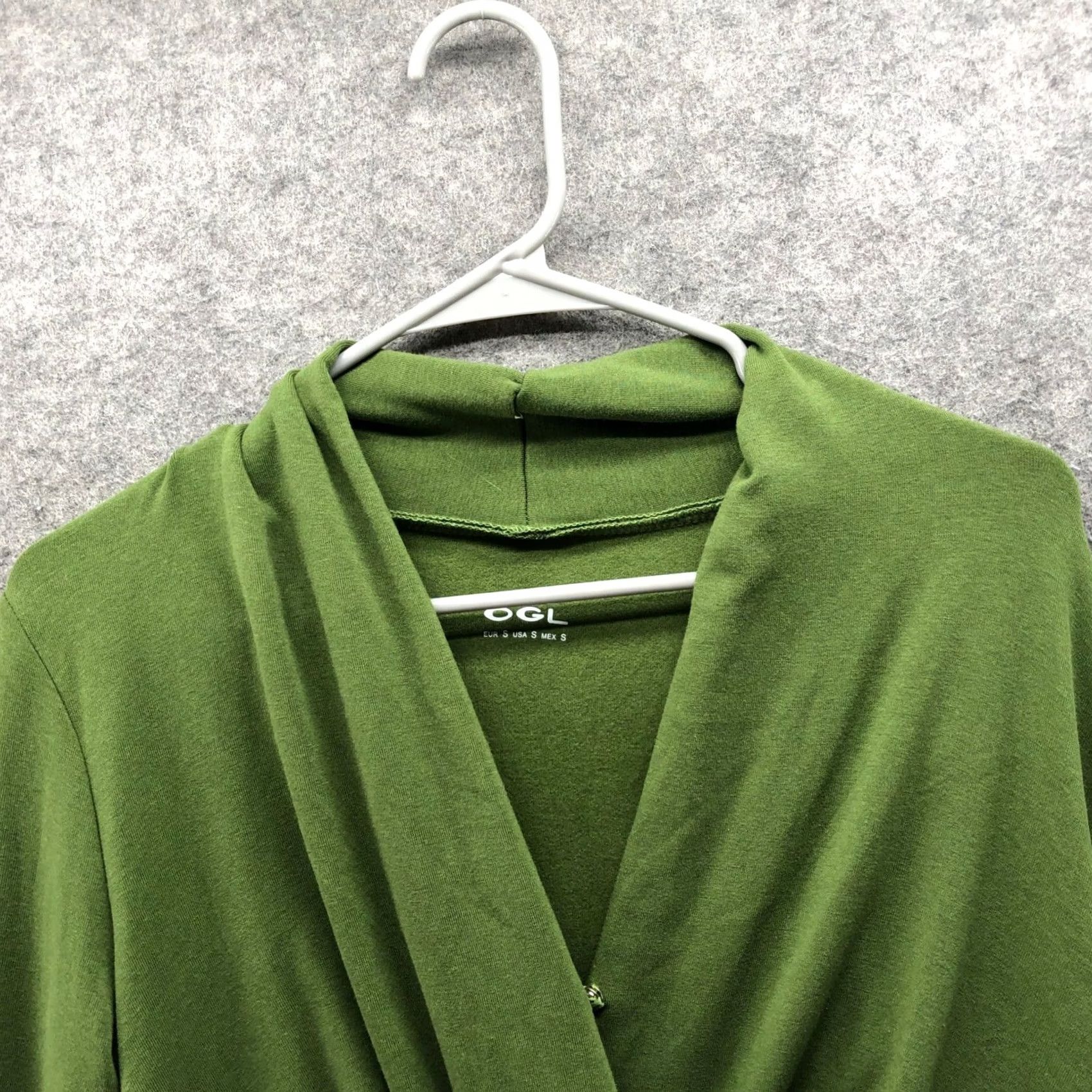 Vintage OGL Move Surplice Wrap Top Womens S Green Long Sleeve Jersey Blouse" Size S / US 4 / IT 40 - 3 Thumbnail