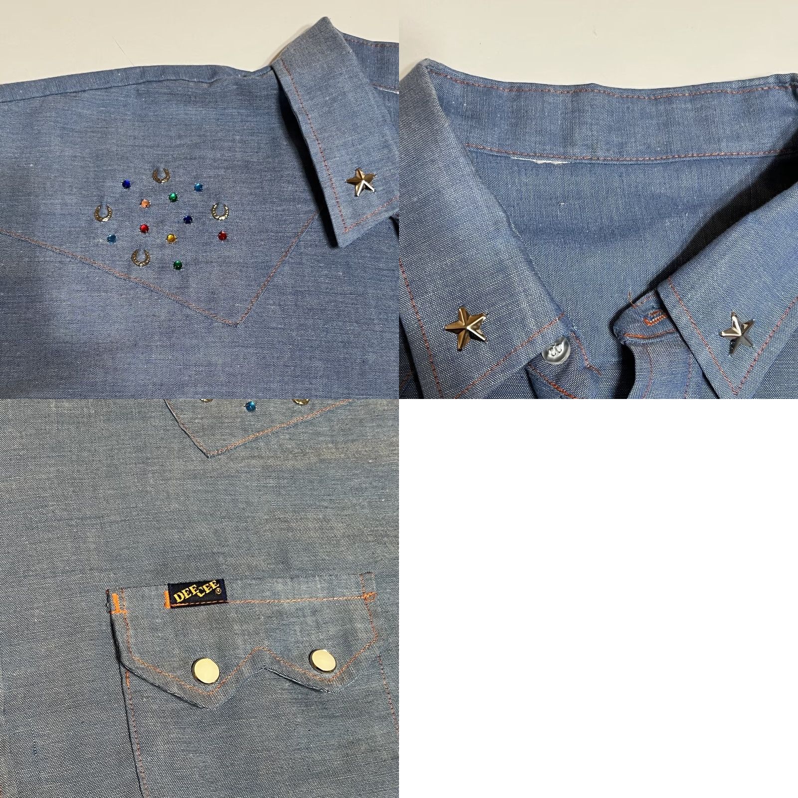 J Brand VINTAGE DEE CEE Western Shirt Cowboy Pearl Snap Blue Chambray 3XL Mens Size US XXL / EU 58 / 5 - 8 Thumbnail