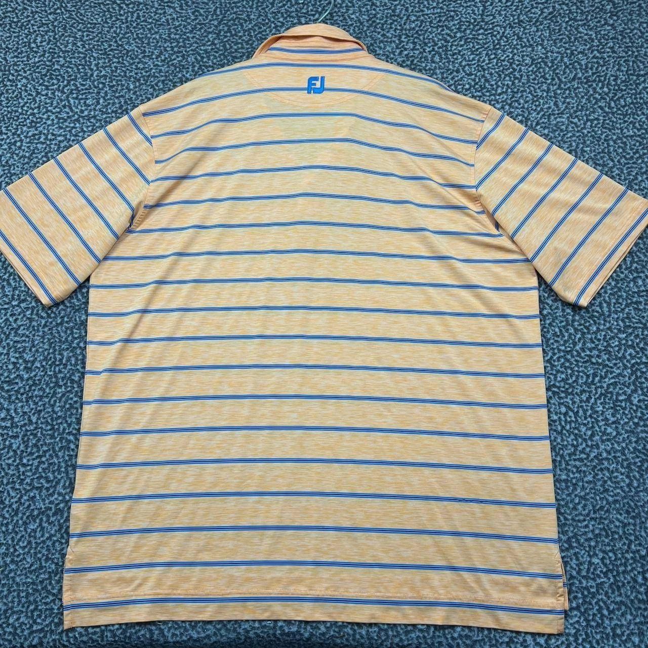 Footjoy Foot Joy Polo Shirt Men Orange Blue Striped Collared 2XL Size US XXL / EU 58 / 5 - 2 Thumbnail