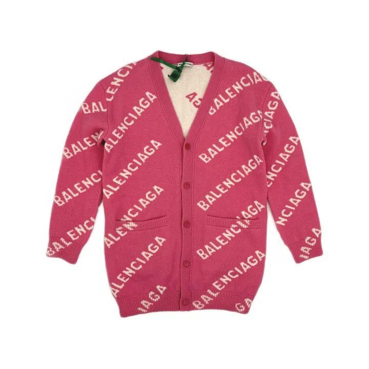 Balenciaga Balenciaga Pink Wool Knit Cardigan for Women 0079-2507 Size S / US 4 / IT 40 - 2 Thumbnail